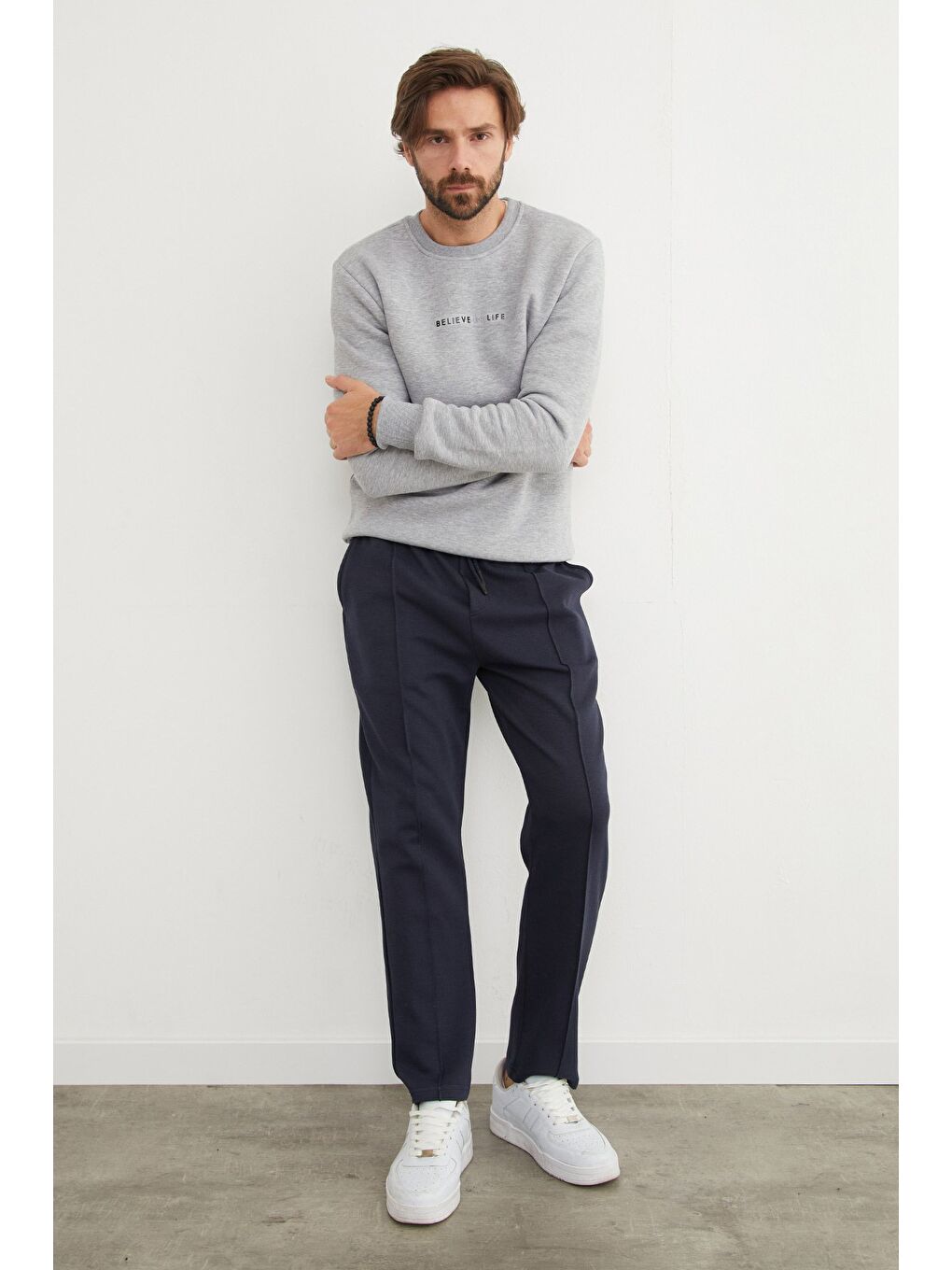 Lacivert Beli Bağlamalı Çimalı Jogger Pantolon