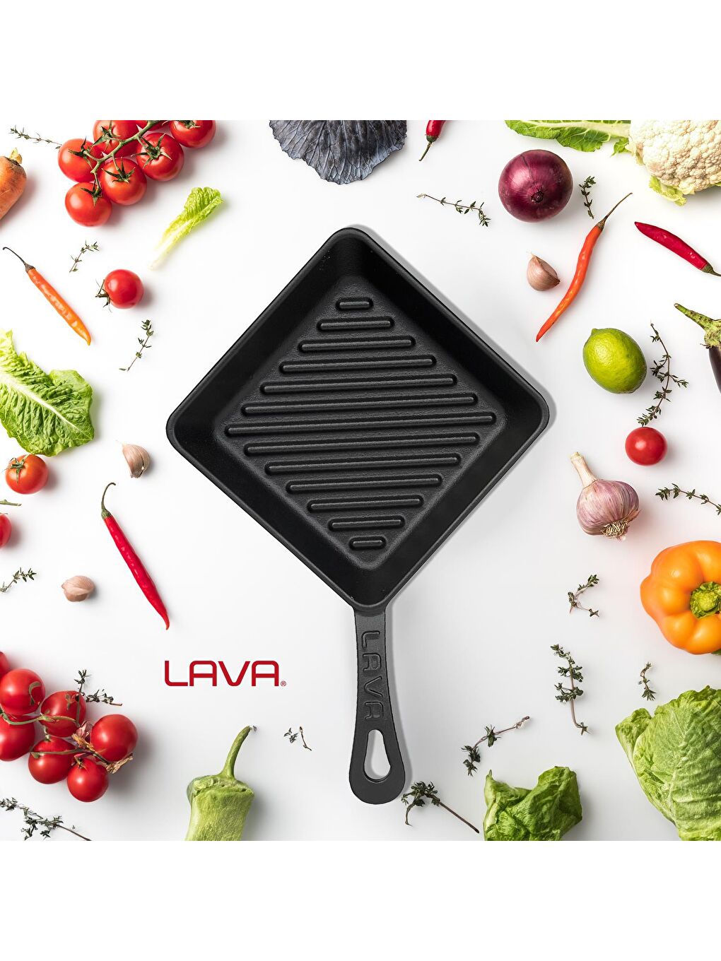 Siyah Mini Kare Izgara Tava Döküm Demir Yekpare Saplı Ölçü 16x16cm.-6