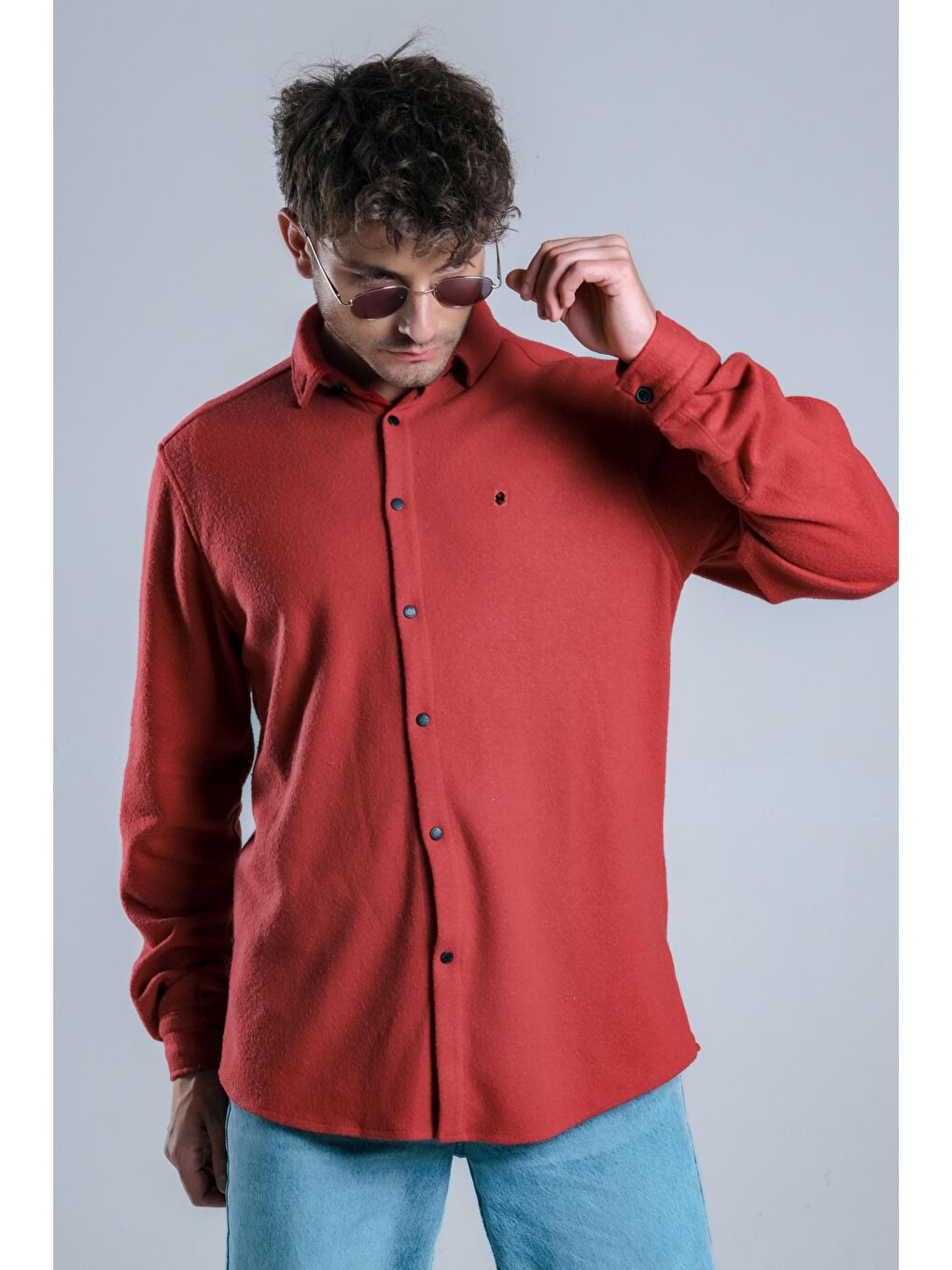 Kırmızı Penye Dokuma Kışlık Gömlek MAR 4218-4