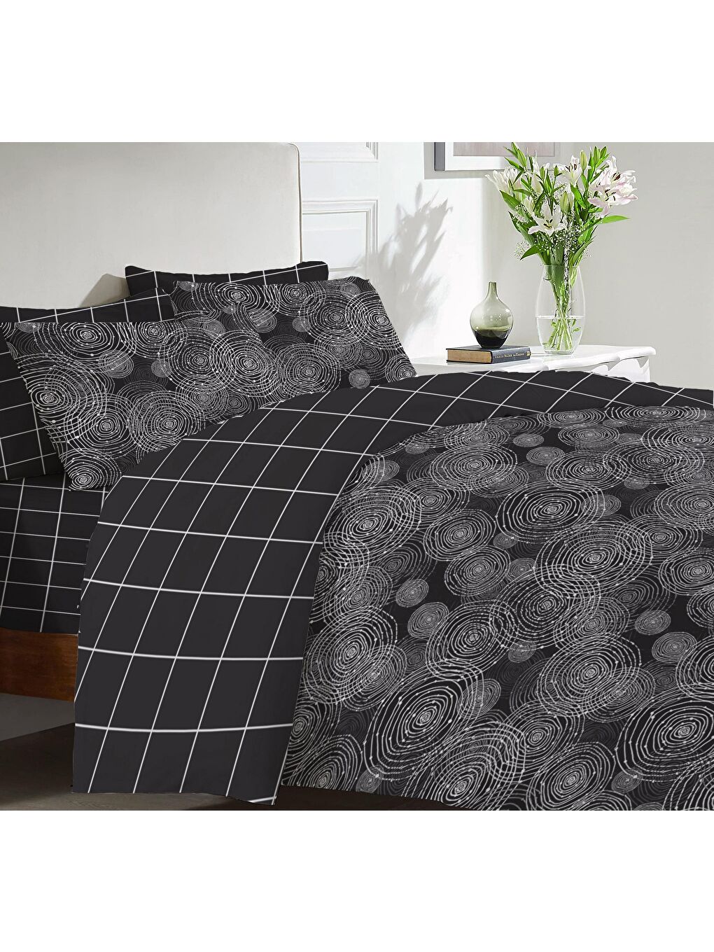 Karışık Baskılı,Desenli Çift Kişilik Nevresim Takımı (ÇARŞAFSIZ) 200x220 cm-2