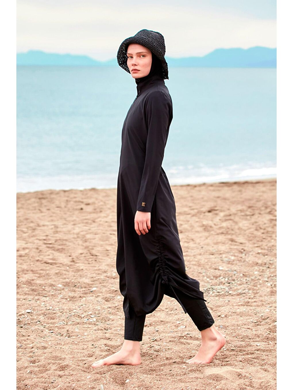 Paraşüt Siyah Tam Kapalı Tesettür Mayo M2415-1