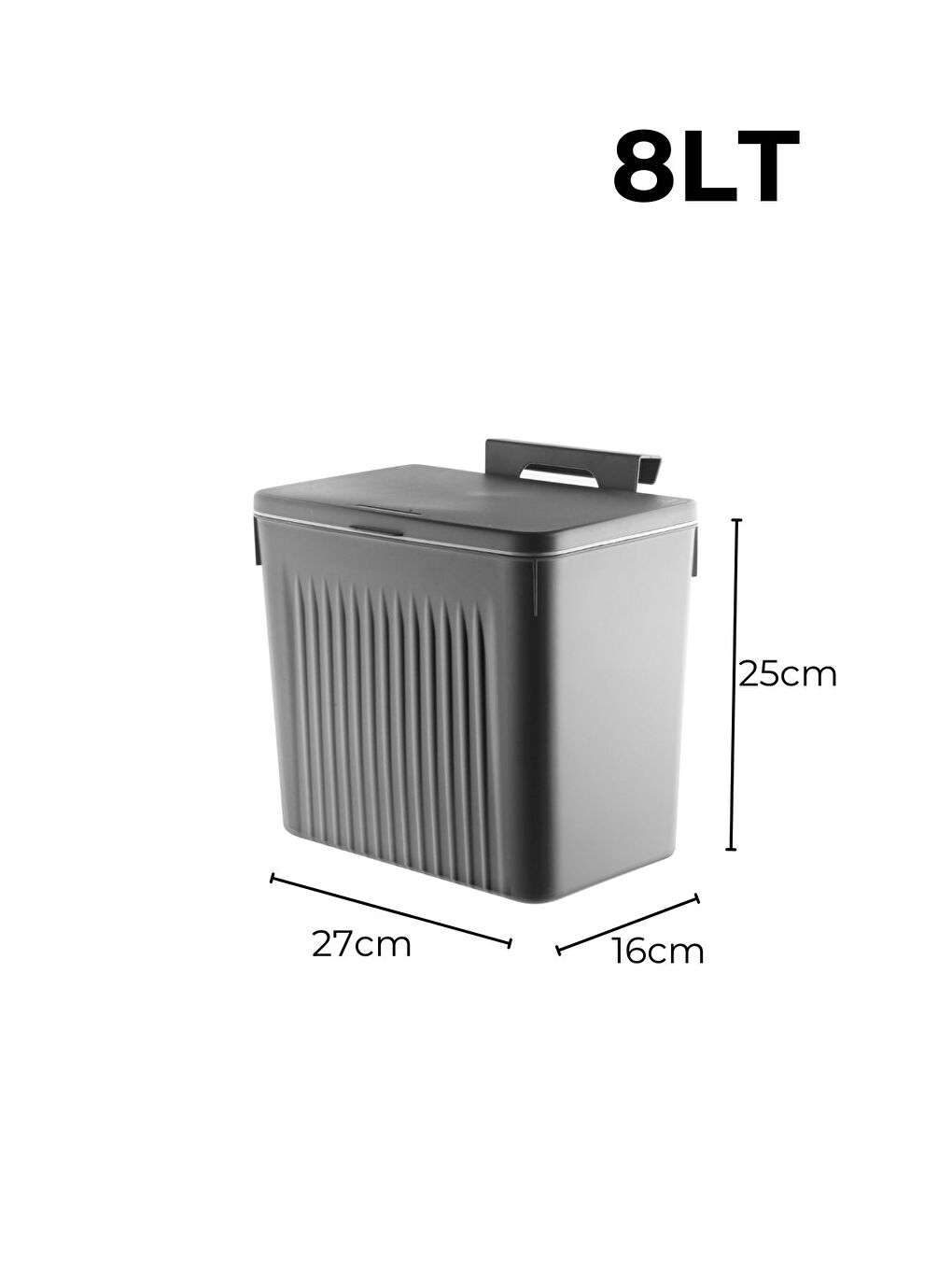 Antrasit Askılı Fonksiyonel Çöp Kutusu 8Lt-2