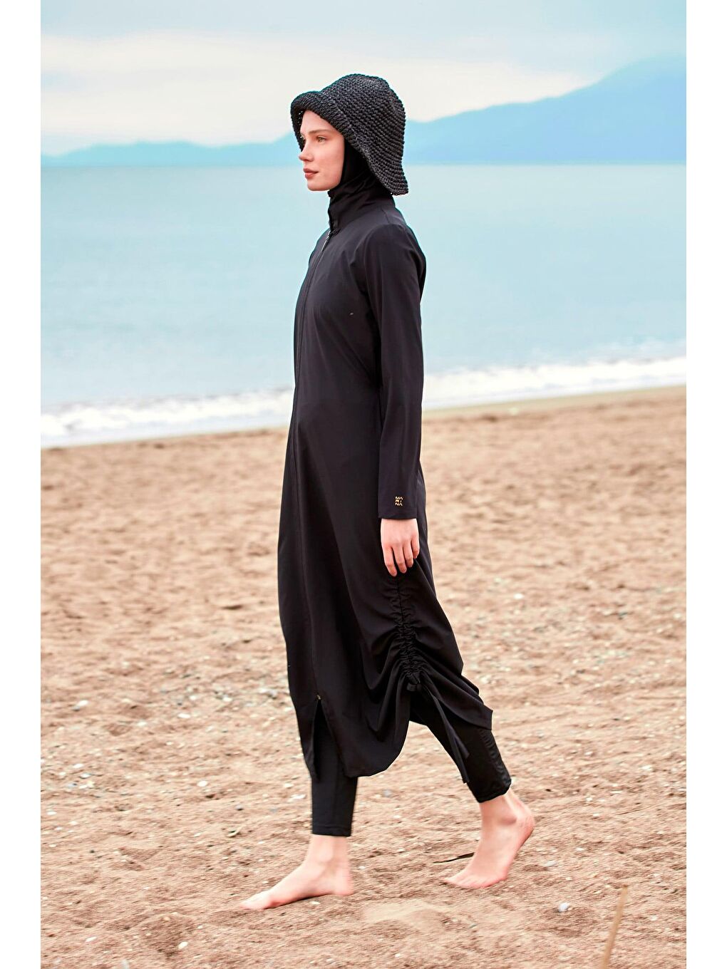 Paraşüt Siyah Tam Kapalı Tesettür Mayo M2415-3