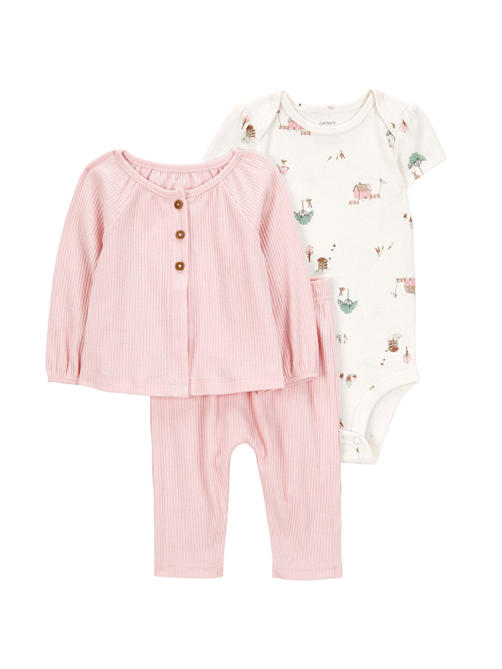 Kız Bebek Pembe 3Lü Hırkalı