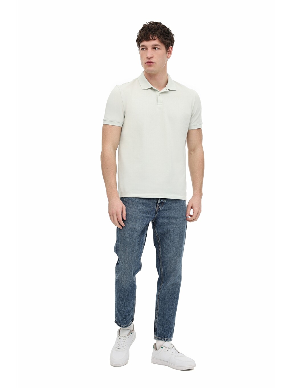 Yeşil Polo Yaka Kısa Kol T-shirt Erkek A Mınt Mb Pam 12sn328-2
