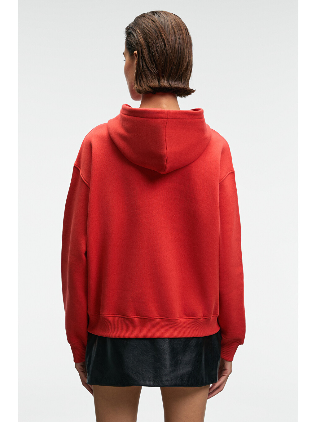 Melurea Kadın Nakışlı Kapüşonlu Comfort Fit Kırmızı Sweatshirt-5