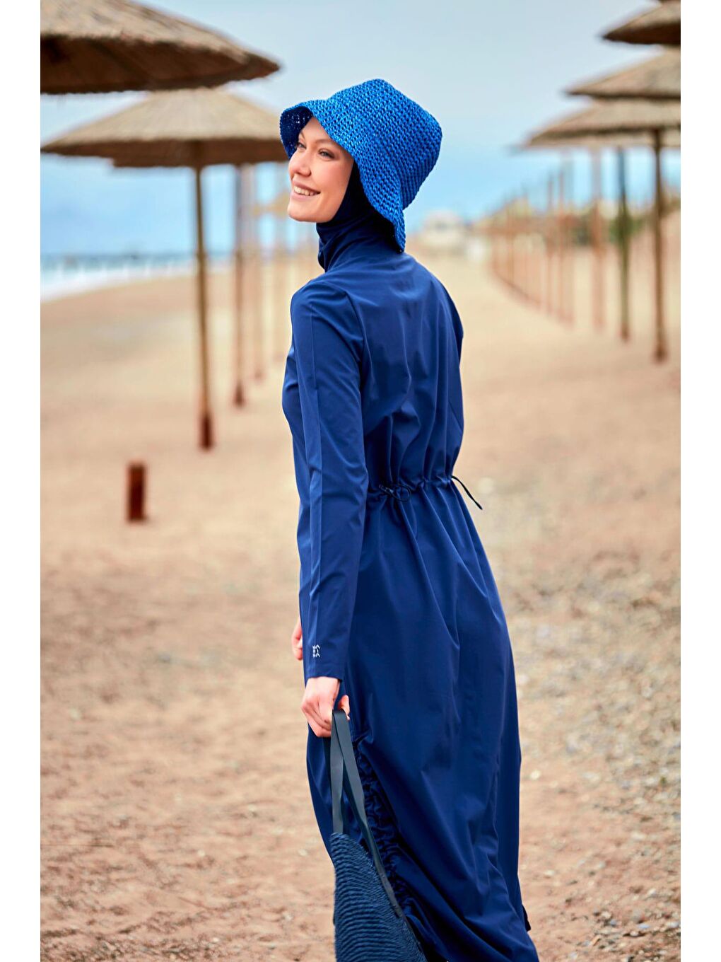 Paraşüt Lacivert Tam Kapalı Tesettür Mayo M2416-2