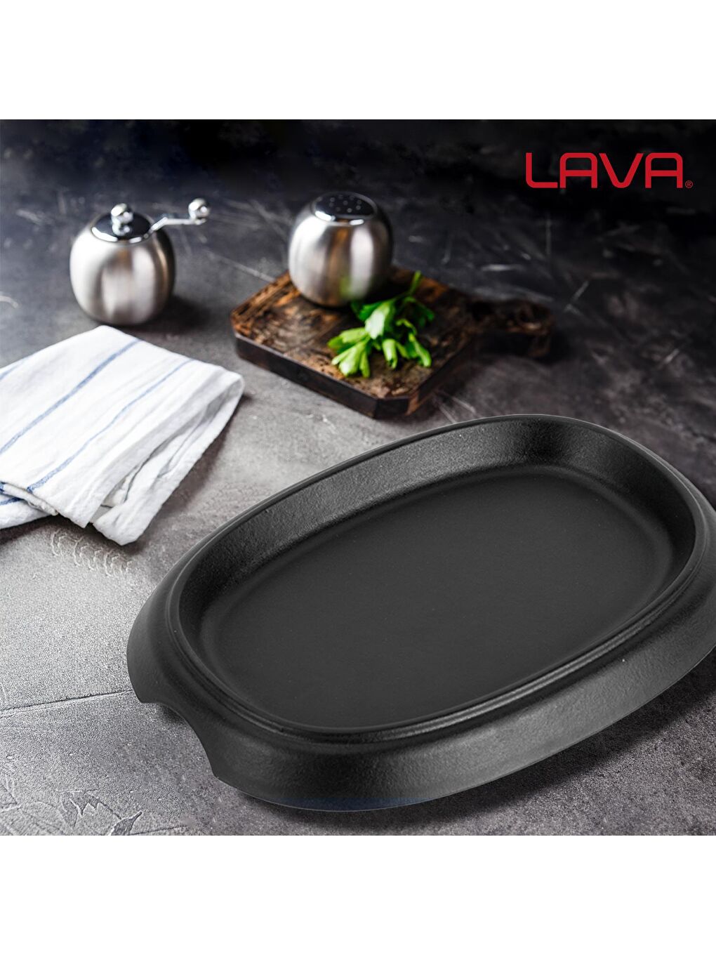 LAVA Siyah Oval Fajita Tabağı Ölçü 12x19cm. - 4