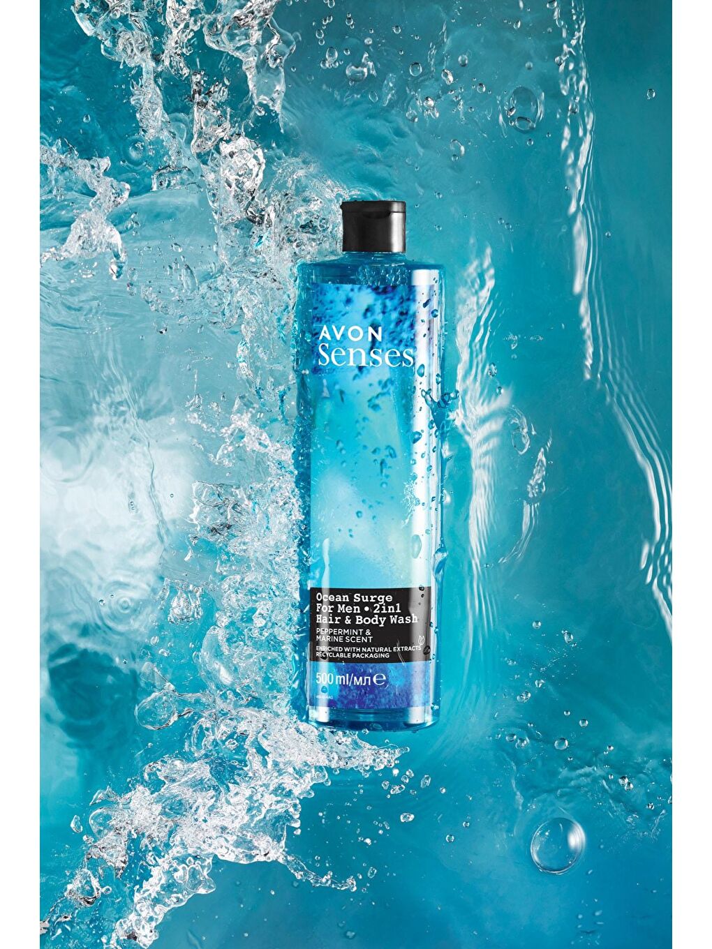 AVON Renksiz Senses Ocean Surge Nane ve Deniz Kokulu Saç ve Vücut için Erkek Duş Jeli 500 Ml. - 1