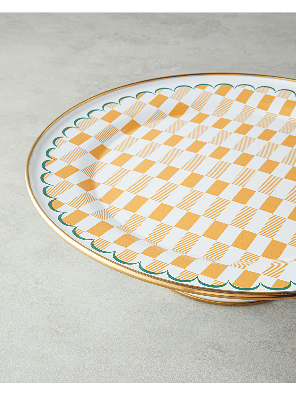 Retro Art Emaye Kapaklı Kek Fanusu Sarı-Yeşil-2