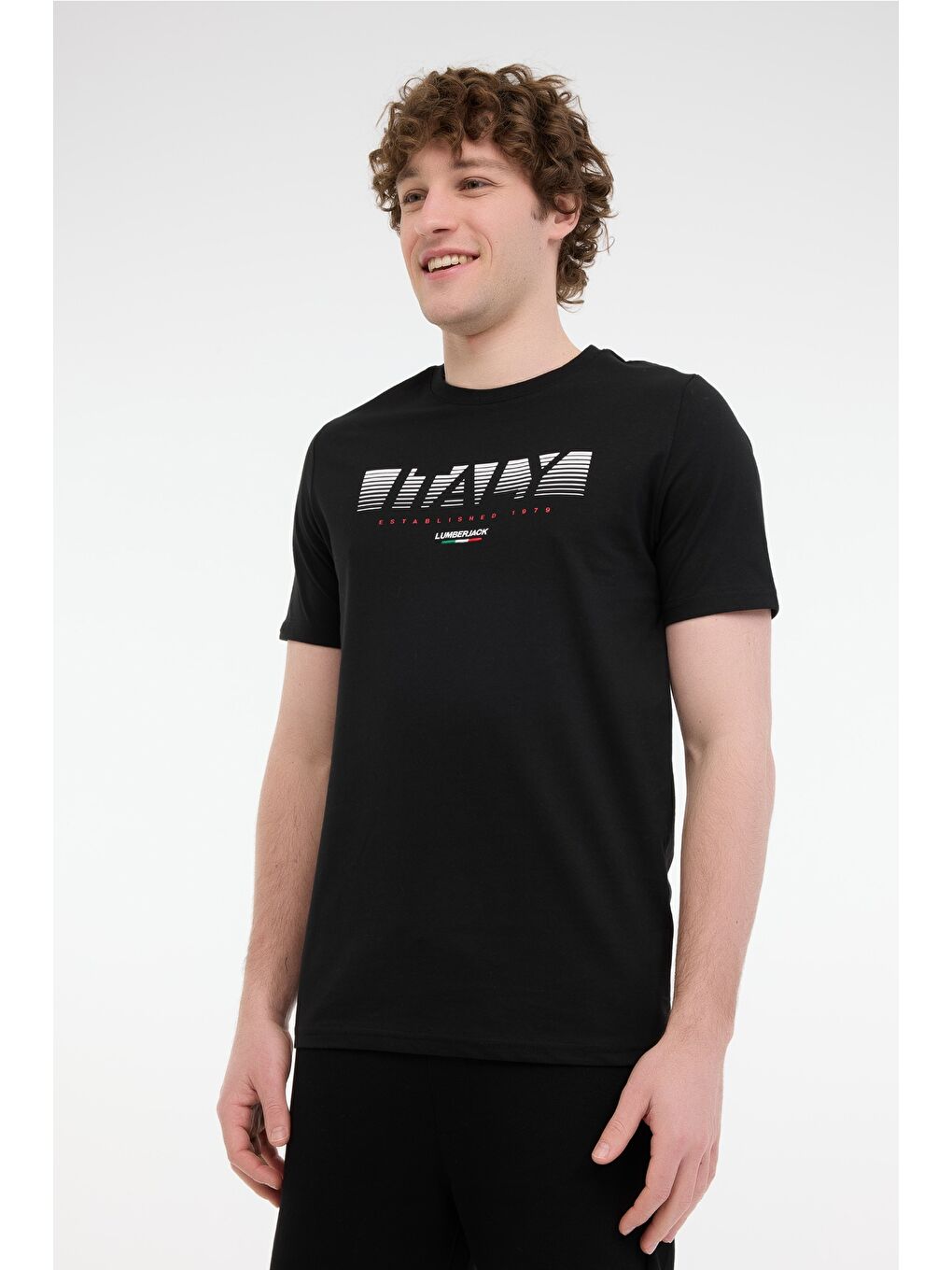 ML RENATO 11ITL1910 5FX Siyah Erkek Kısa Kol Tişört