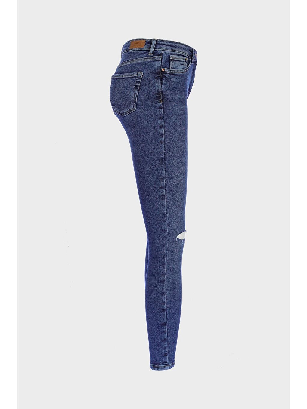 CROSS JEANS Koyu Mavi Judy Koyu Mavi Yüksek Bel Dizi Yırtıklı Skinny Jean Pantolon C 4521-195 - 1