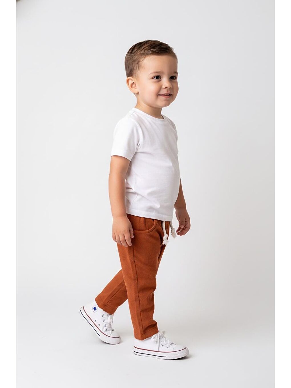 Kahverengi Bebek Müslin Pantolon-1