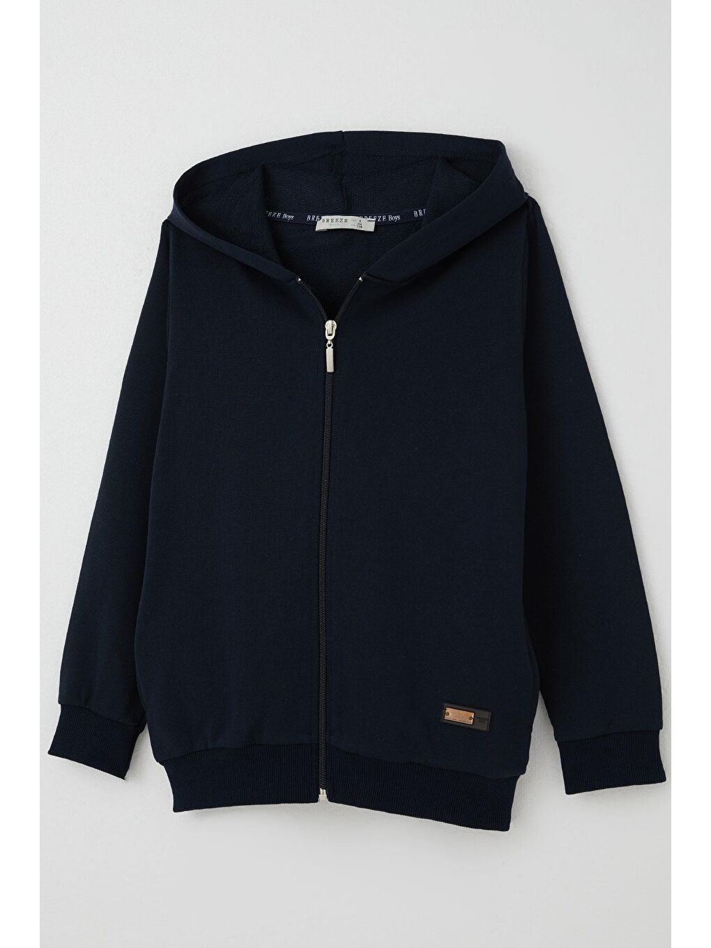 Erkek Çocuk Hırka Kapüşonlu Arma Detaylı Fermuarlı Lacivert (6-10 Yaş)-2