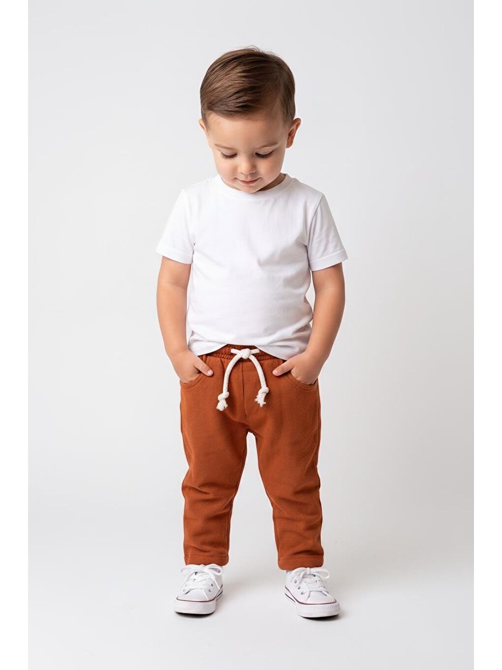 Kahverengi Bebek Müslin Pantolon-2