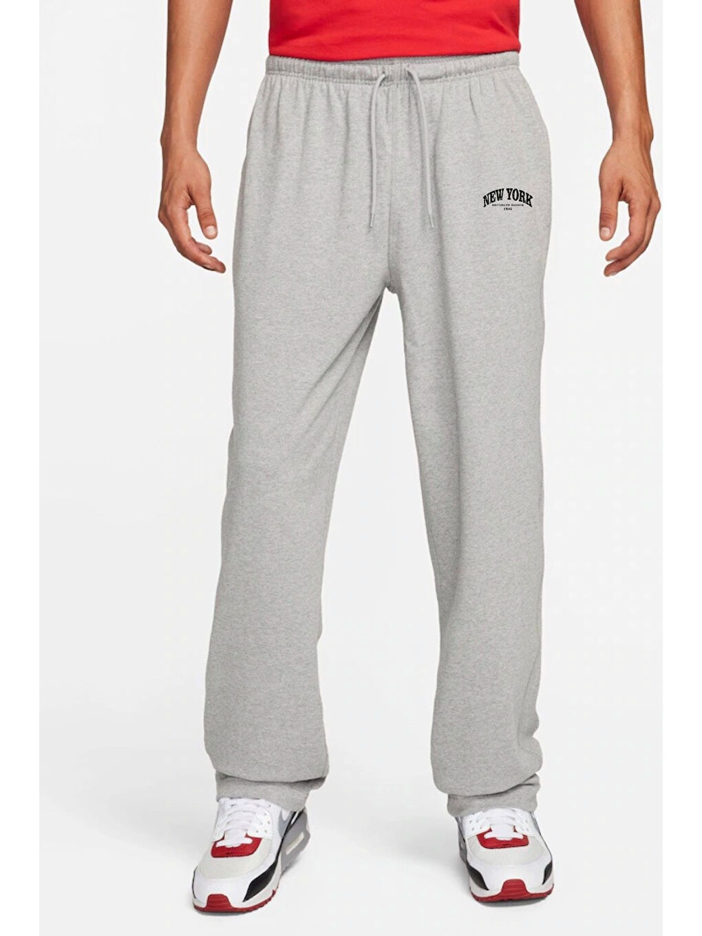 Gri Regular Fit New York Baskılı İnce Erkek Eşofman Altı SPR25EA01