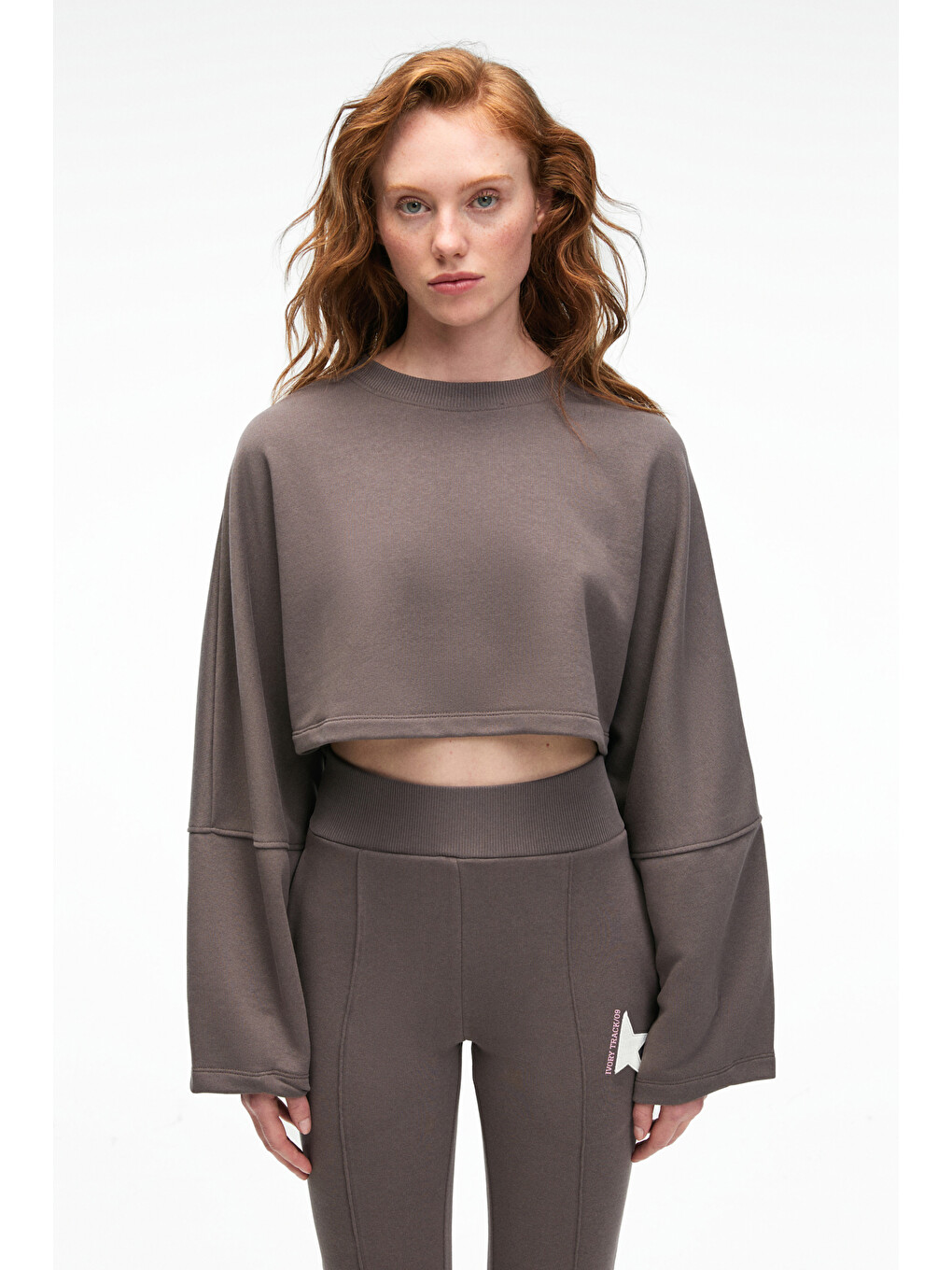 Anouk Kadın Pamuklu Baskı Ve Patch Detaylı Bisiklet Yaka Crop Antrasit Sweatshirt-2