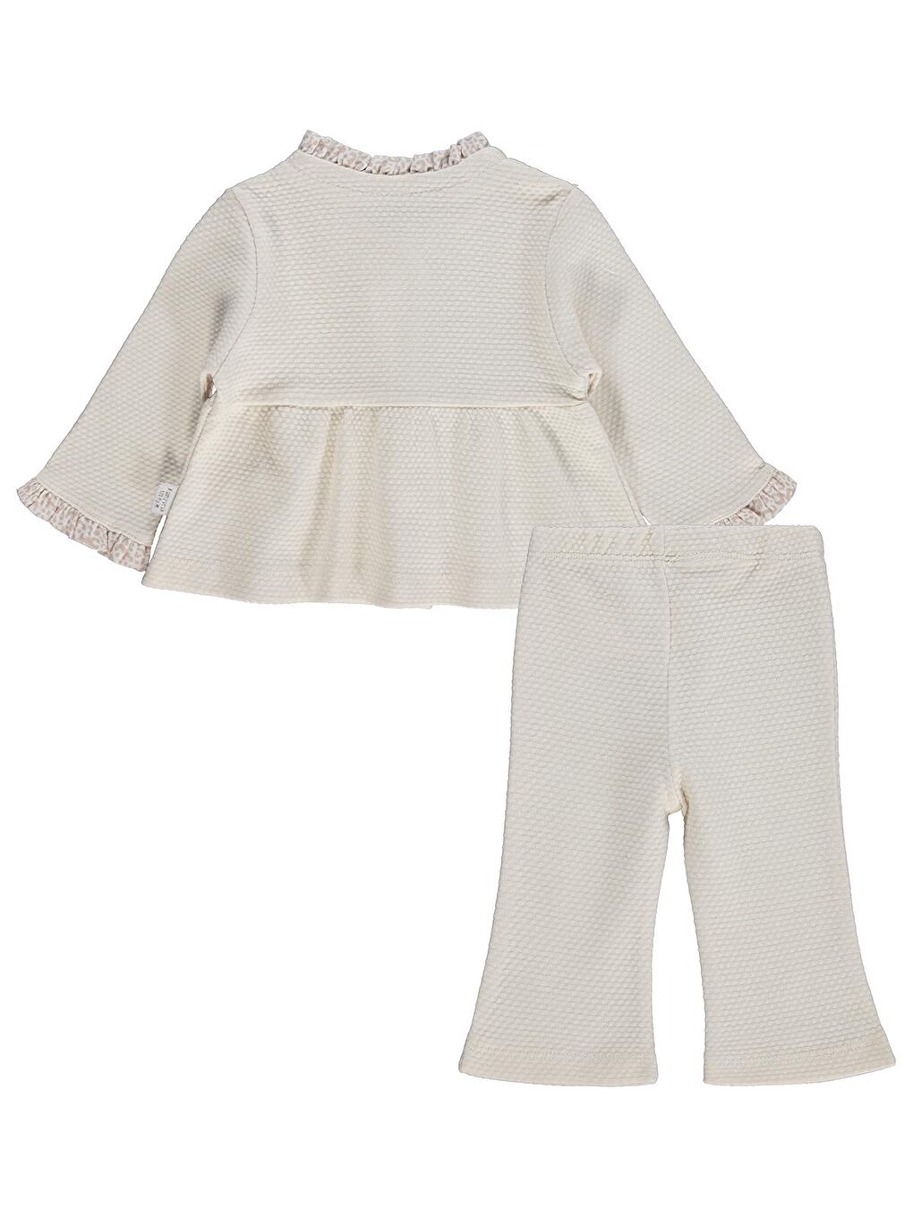 Lüks Kelebek Nakışlı 3 lü Hırkalı 6-18 Ay Takım - Bej 18-24 Ay-1