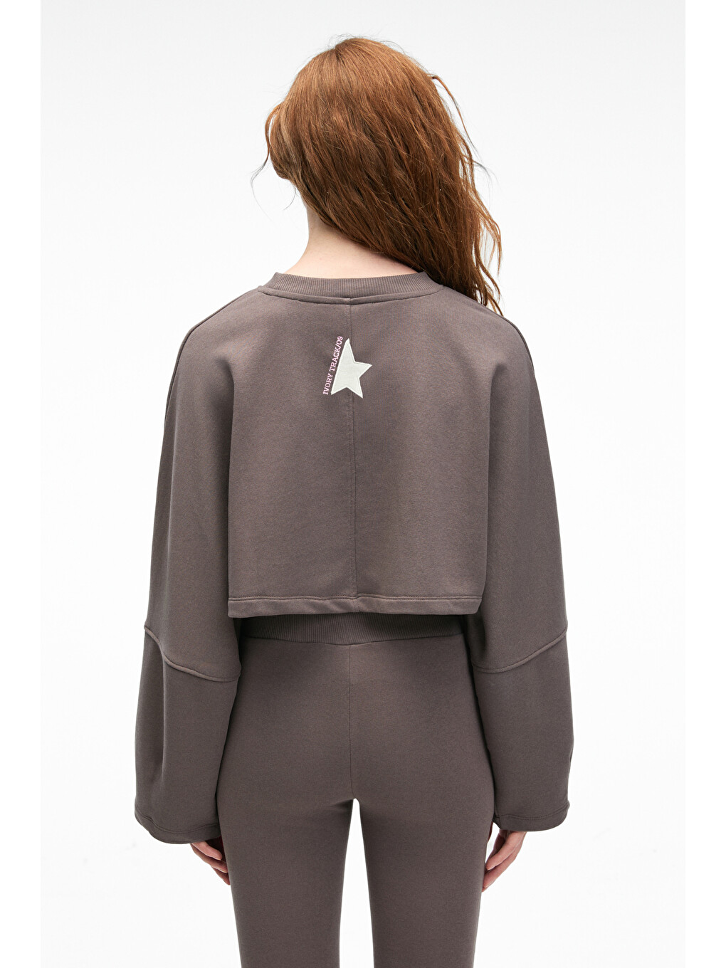 Anouk Kadın Pamuklu Baskı Ve Patch Detaylı Bisiklet Yaka Crop Antrasit Sweatshirt-5
