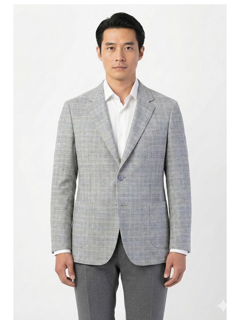 Bej Erkek Vizon Regular Fit Ekose Desenli Klasik Yaka 6 Drop Tam Astarlı Ceket