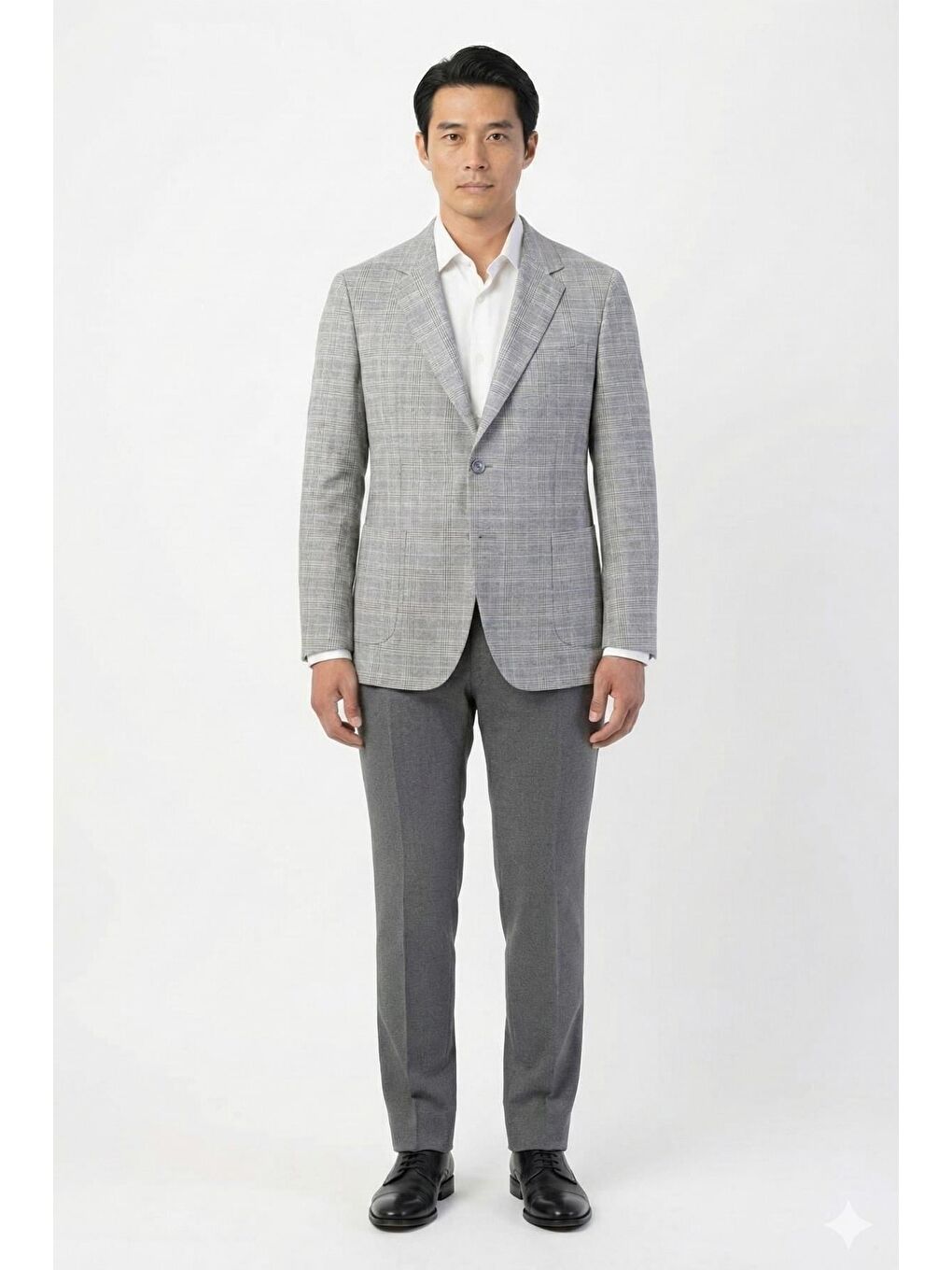 Bej Erkek Vizon Regular Fit Ekose Desenli Klasik Yaka 6 Drop Tam Astarlı Ceket-1