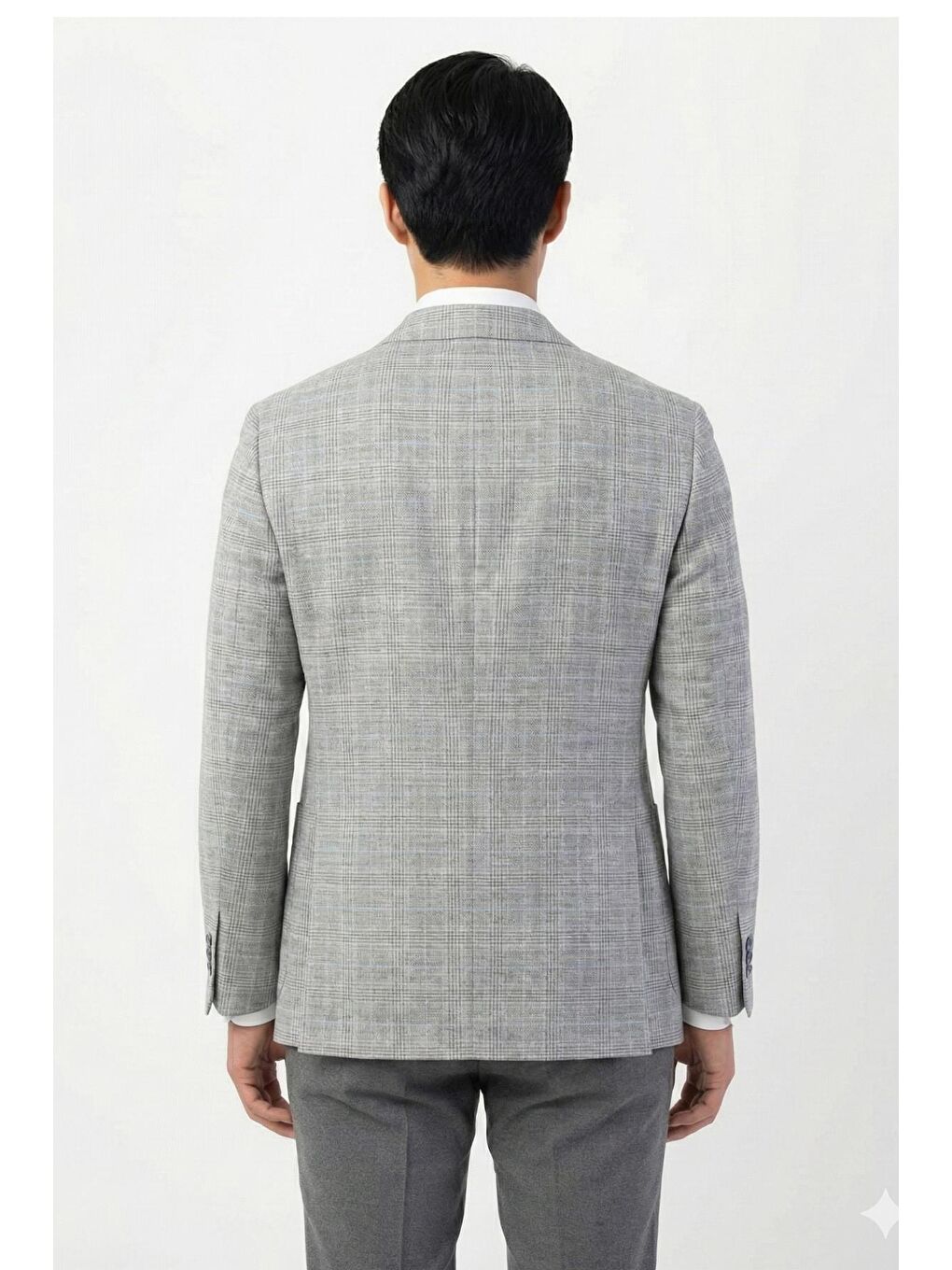 Bej Erkek Vizon Regular Fit Ekose Desenli Klasik Yaka 6 Drop Tam Astarlı Ceket-2