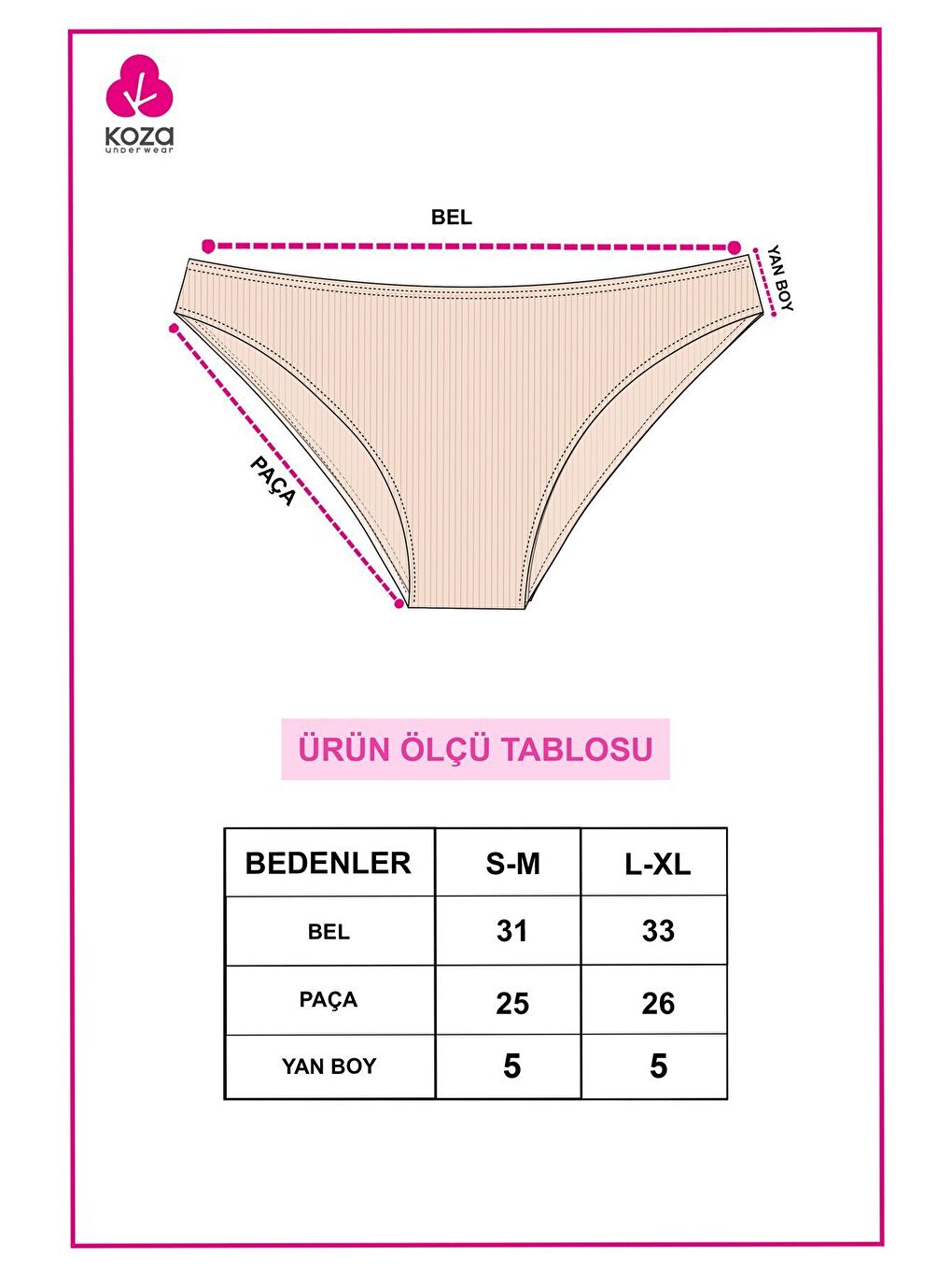 Koza İç Giyim Siyah Kadın 7'li Fitilli Pamuklu Ribanalı Külot - 1