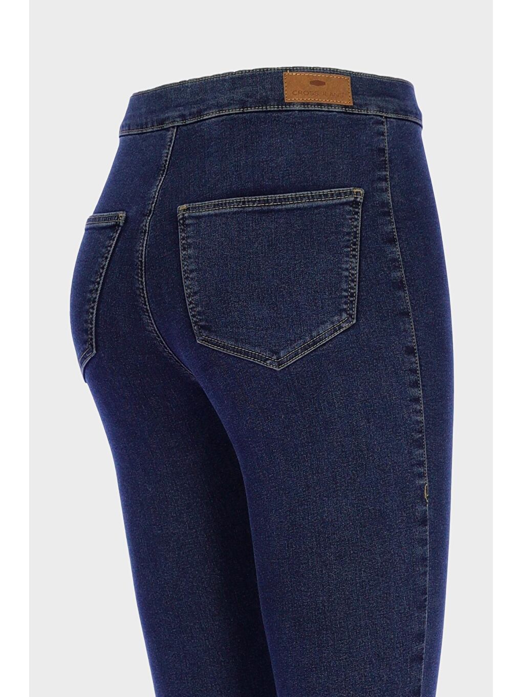 CROSS JEANS Janıe Koyu Mavi Yüksek Bel Önü Cepsiz Jegging Dizi Yırtıklı Jean Pantolon C 4520-041 - 3