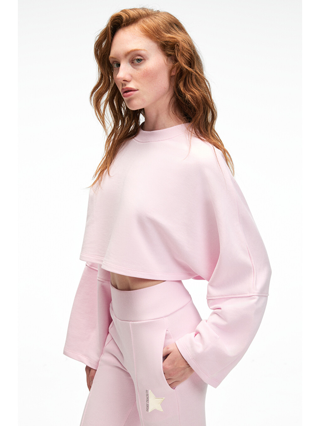 Anouk Kadın Pamuklu Baskı Ve Patch Detaylı Bisiklet Yaka Crop Pembe Sweatshirt-2