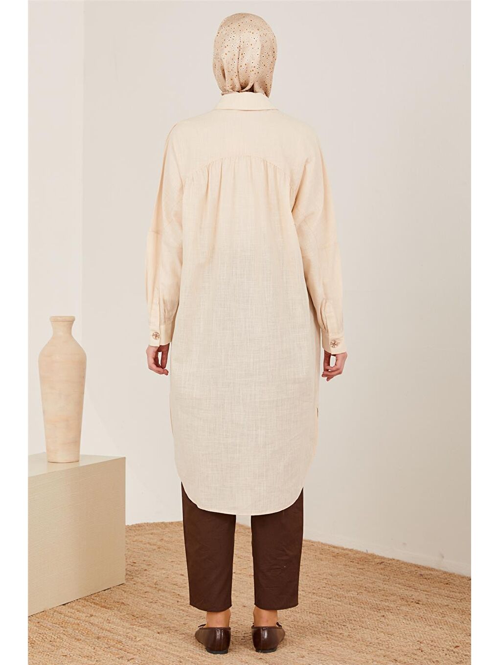 Ekru Naturel Kumaştan Tunik 23Y4432-4