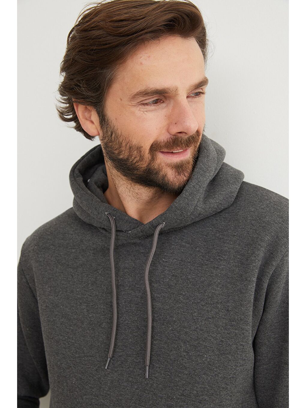 Antrasit 3 İplik Kanguru Cepli Sweatshirt-4