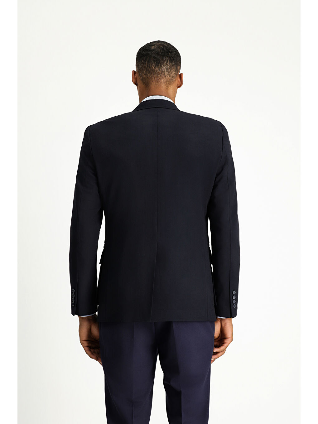 Lacivert Slim Fit Dar Kesim Klasik Fermuar Cepli Ceket-4