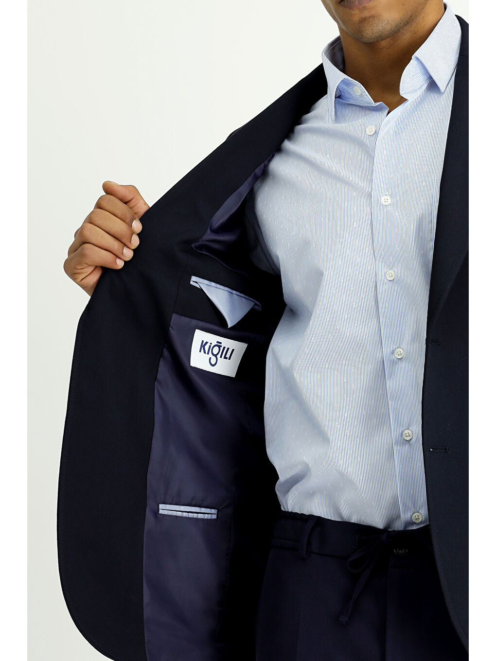 Lacivert Slim Fit Dar Kesim Klasik Fermuar Cepli Ceket-5