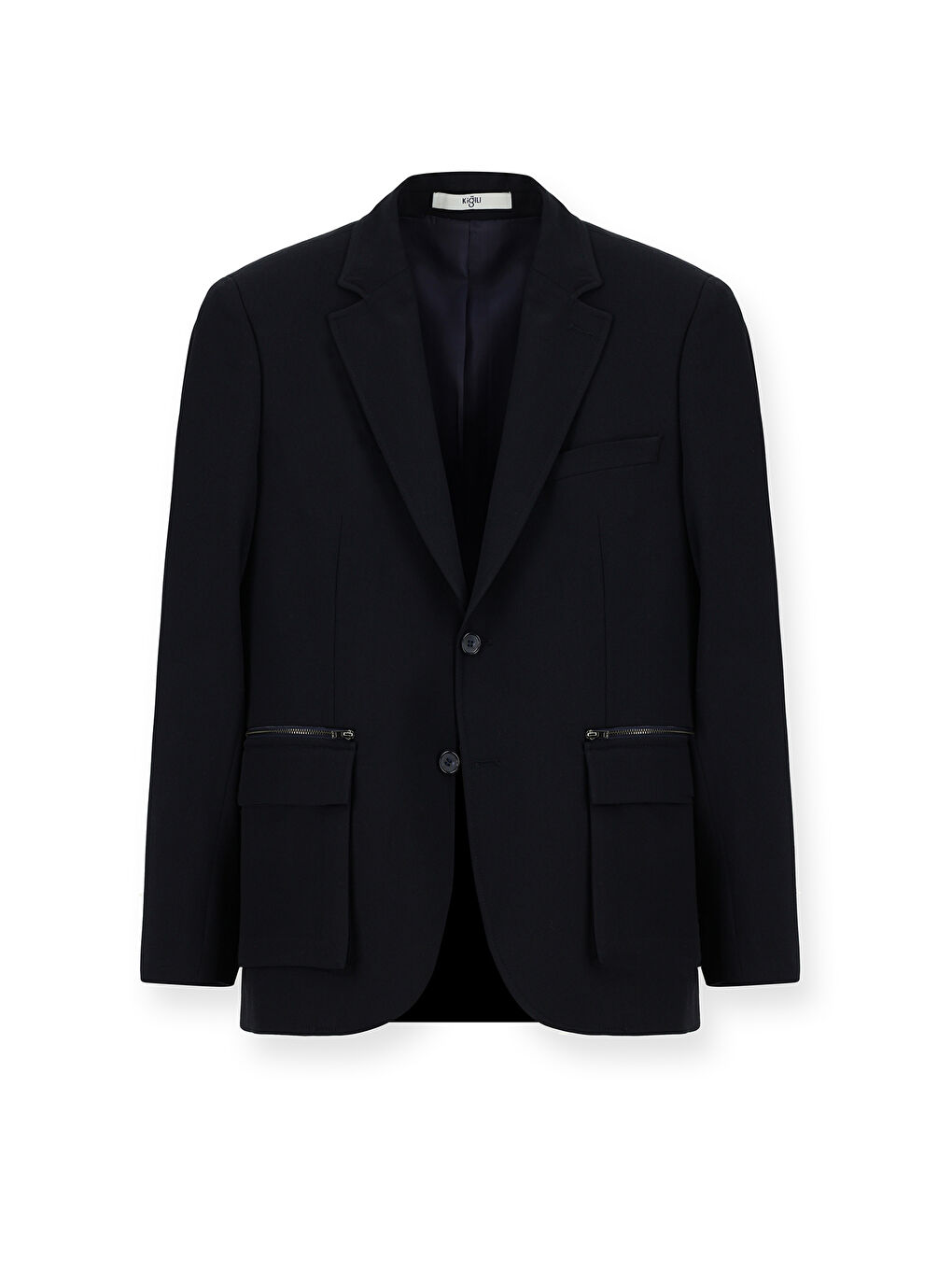 Lacivert Slim Fit Dar Kesim Klasik Fermuar Cepli Ceket-6