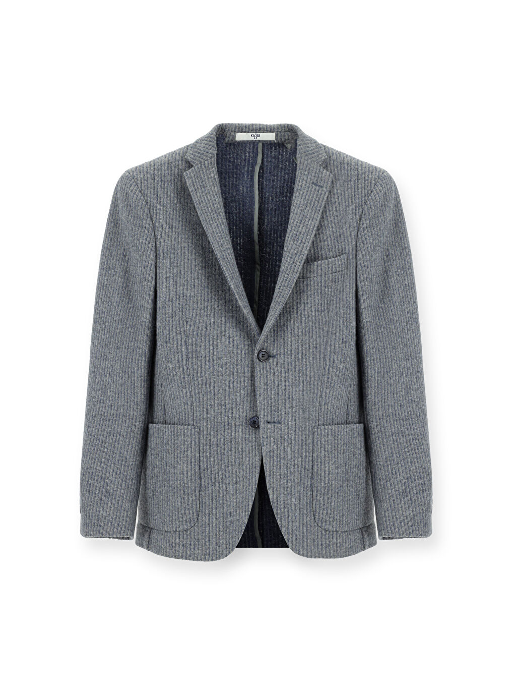 İndigo Relaxed Fit Rahat Kesim Yünlü Çizgili Spor Örme Ceket-5