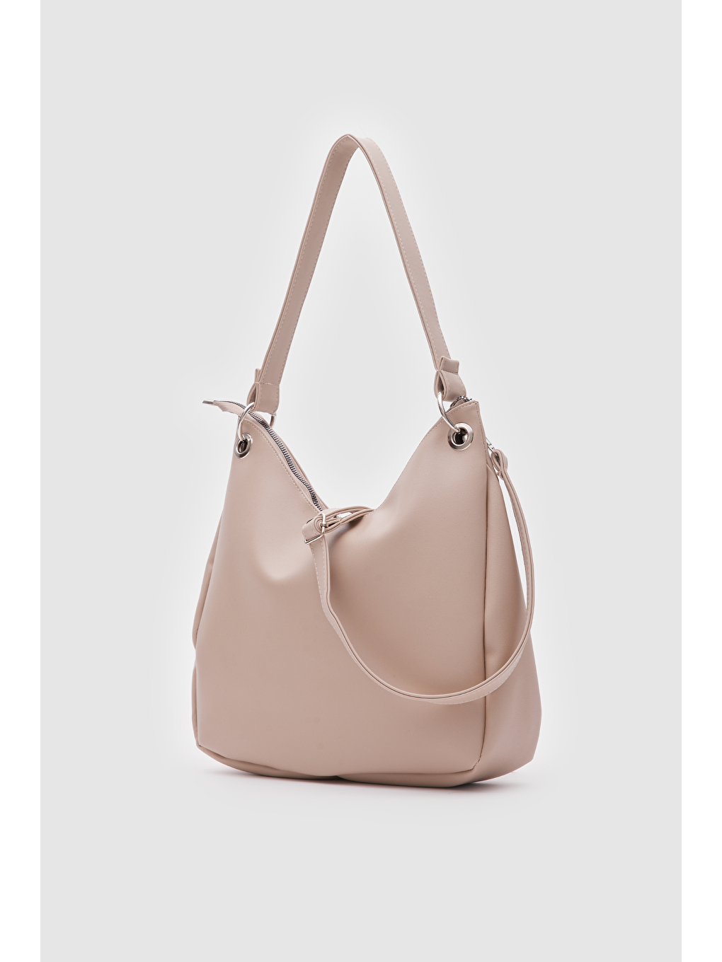 Valerie Oval Omuz Çantası Bej-1