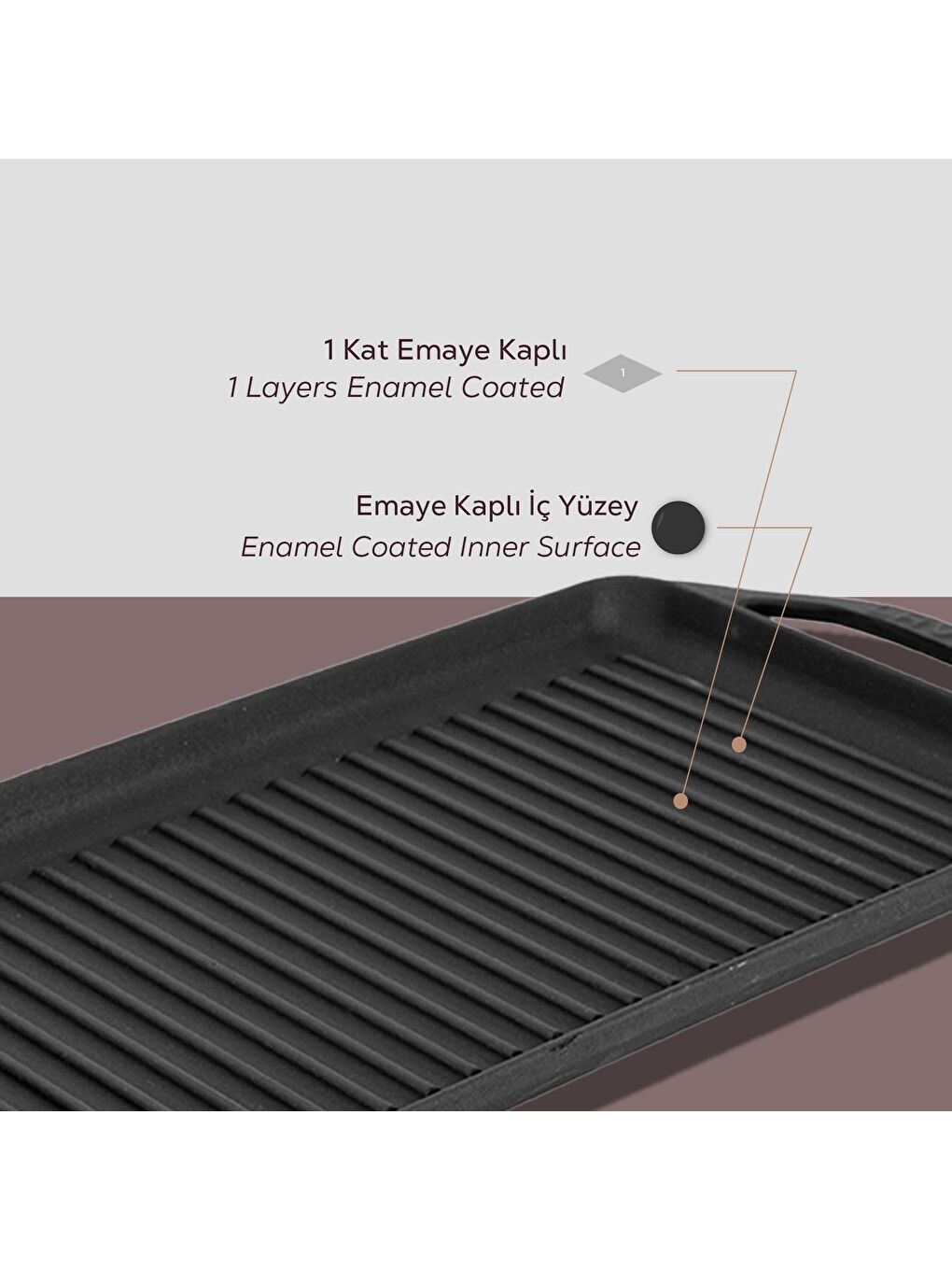 Siyah Dikdörtgen Izgara Tavası Döküm Demir Yekpare Kulplu Ölçü 22x32cm.-5