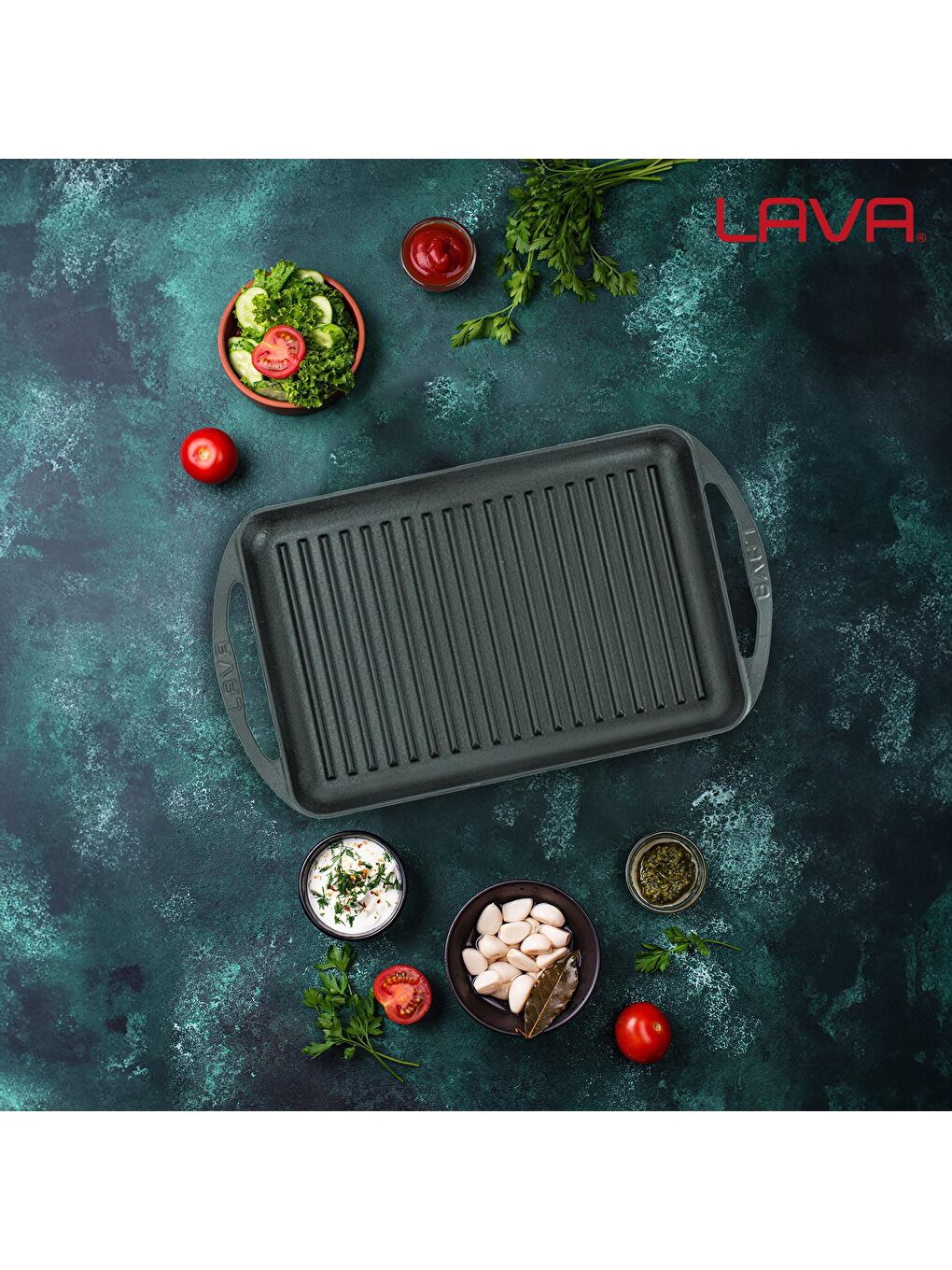 Siyah Dikdörtgen Izgara Tavası Döküm Demir Yekpare Kulplu Ölçü 22x32cm.-6