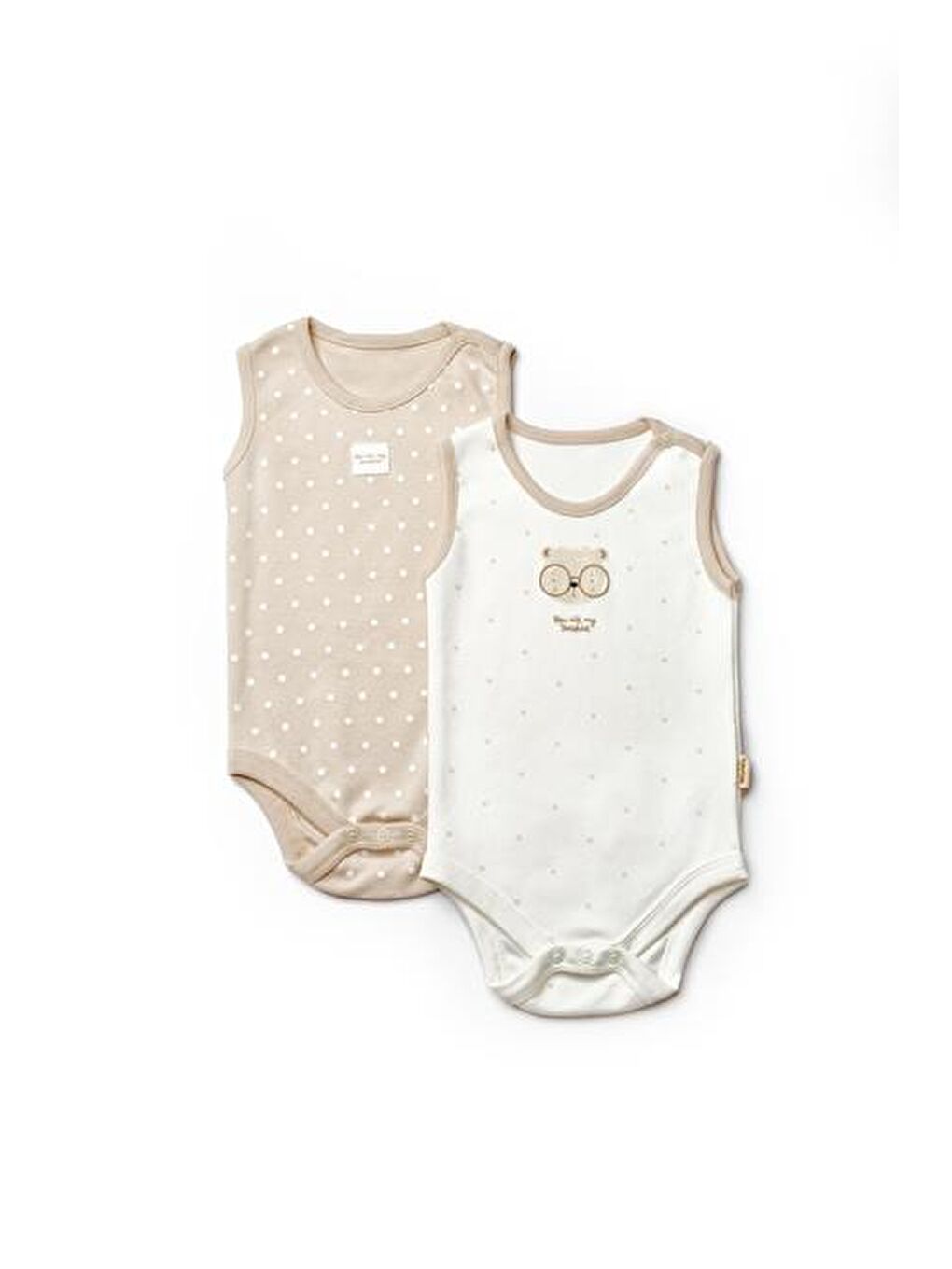 Bej Bebek 2'li Askılı Badi %100 Organik Pamuk-1