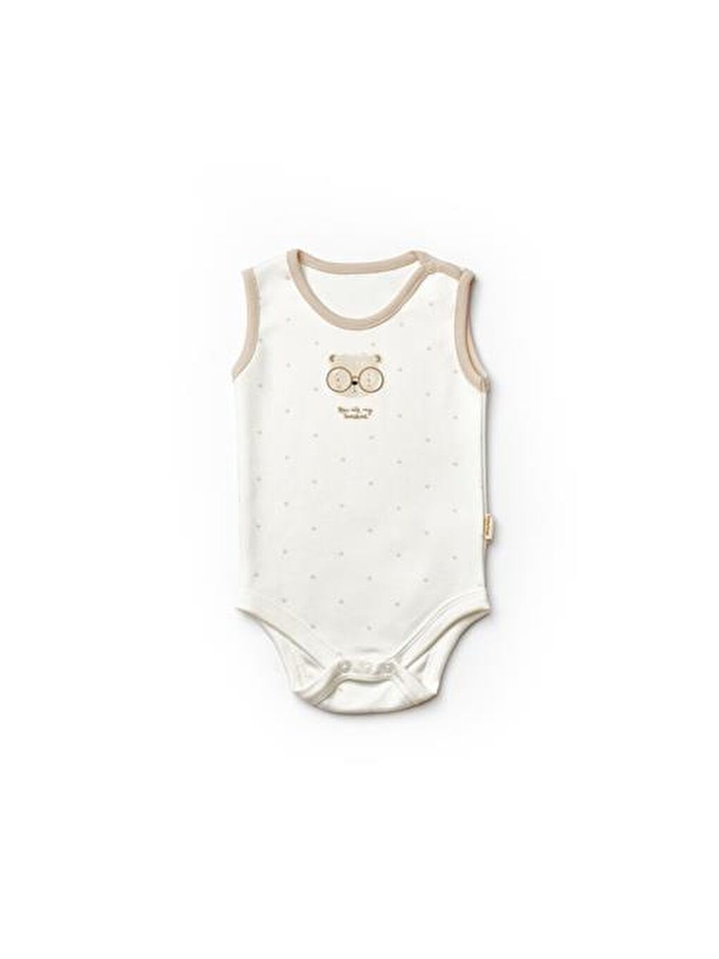 Bej Bebek 2'li Askılı Badi %100 Organik Pamuk-2