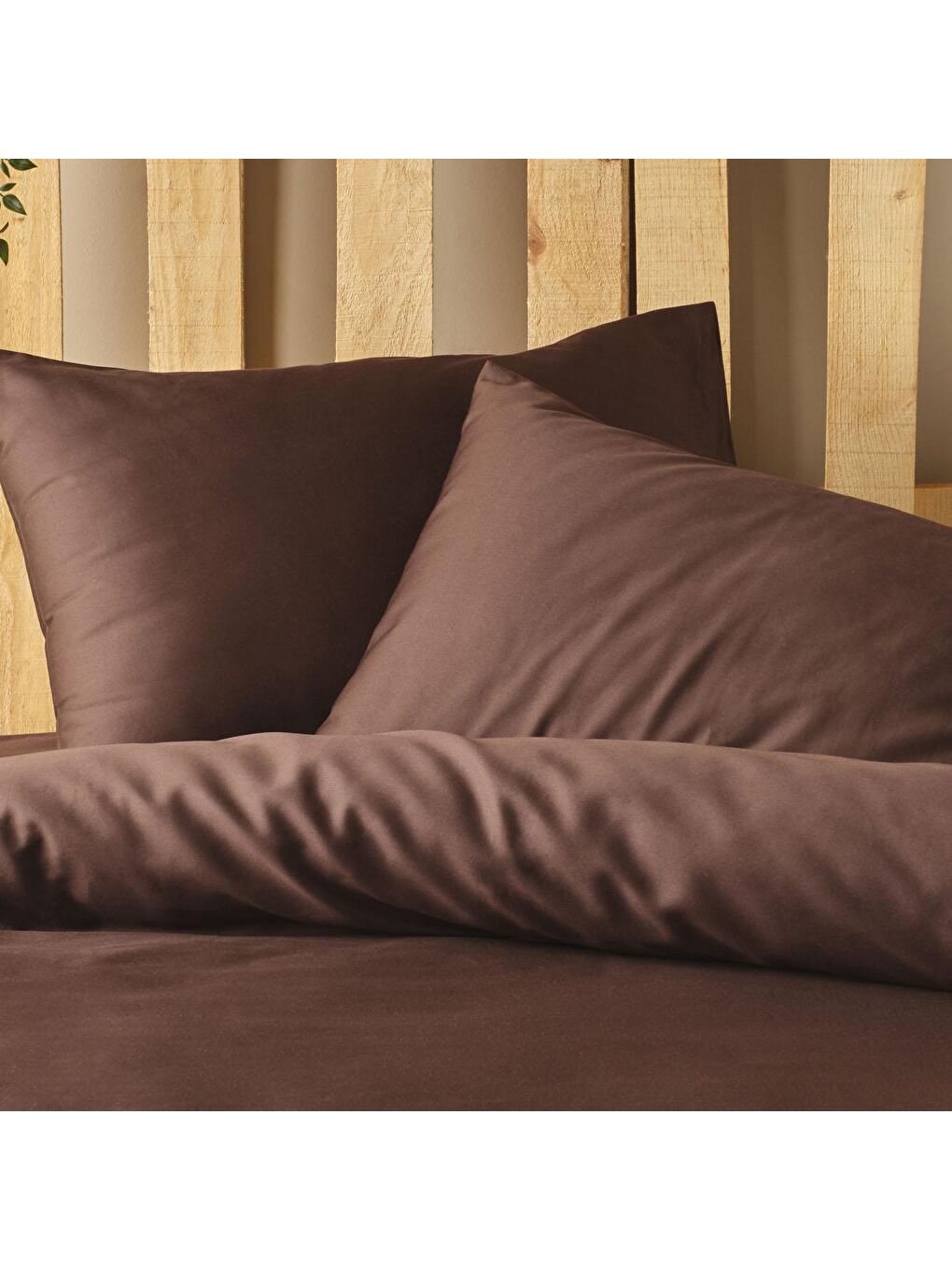 Kahverengi %100 Pamuk Saten Supreme Basic Super King Size Nevresim Seti Acı Kahve-1
