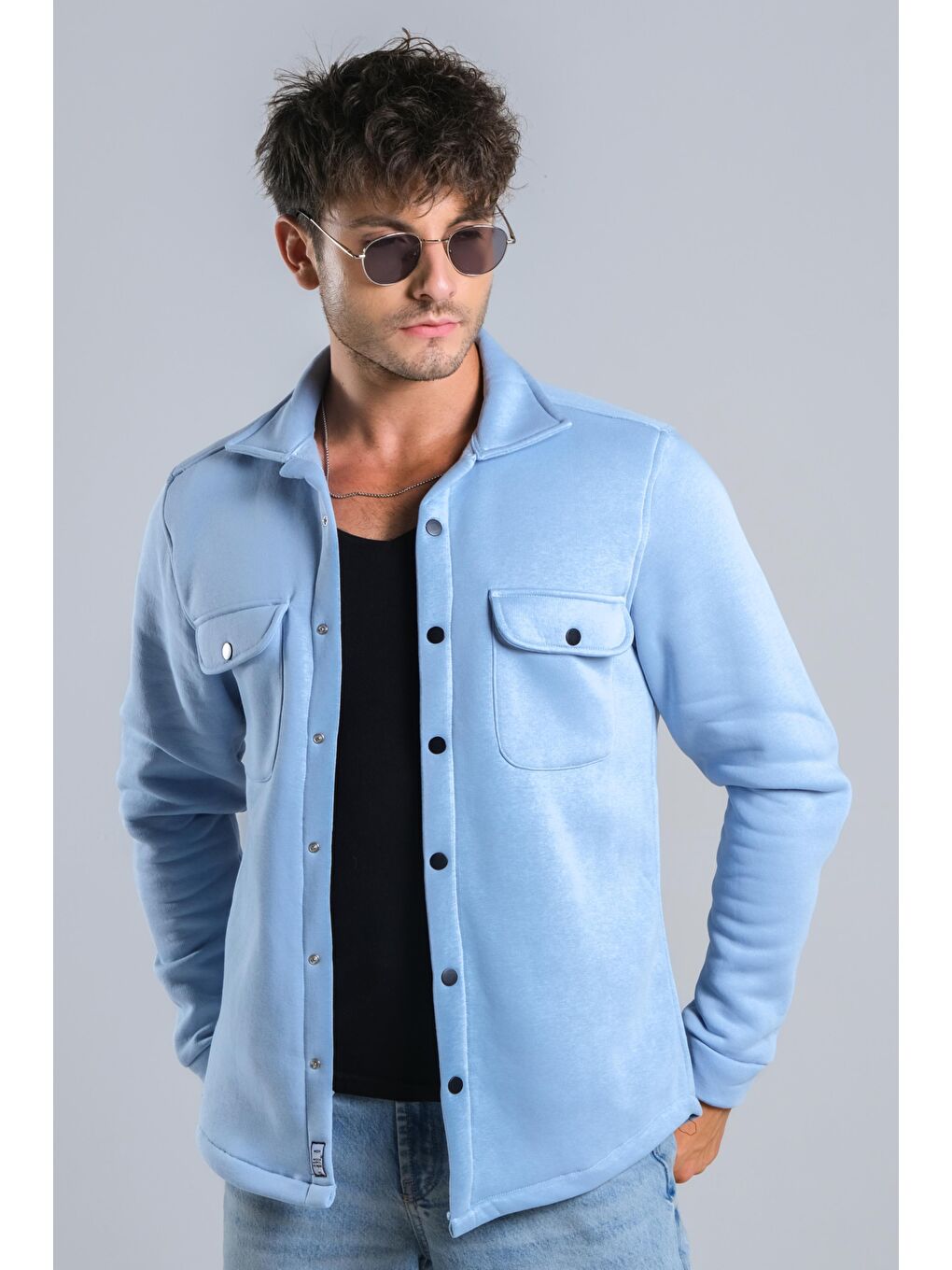 Mavi Kapaklı Kışlık Polar Gömlek MAR 4216-1