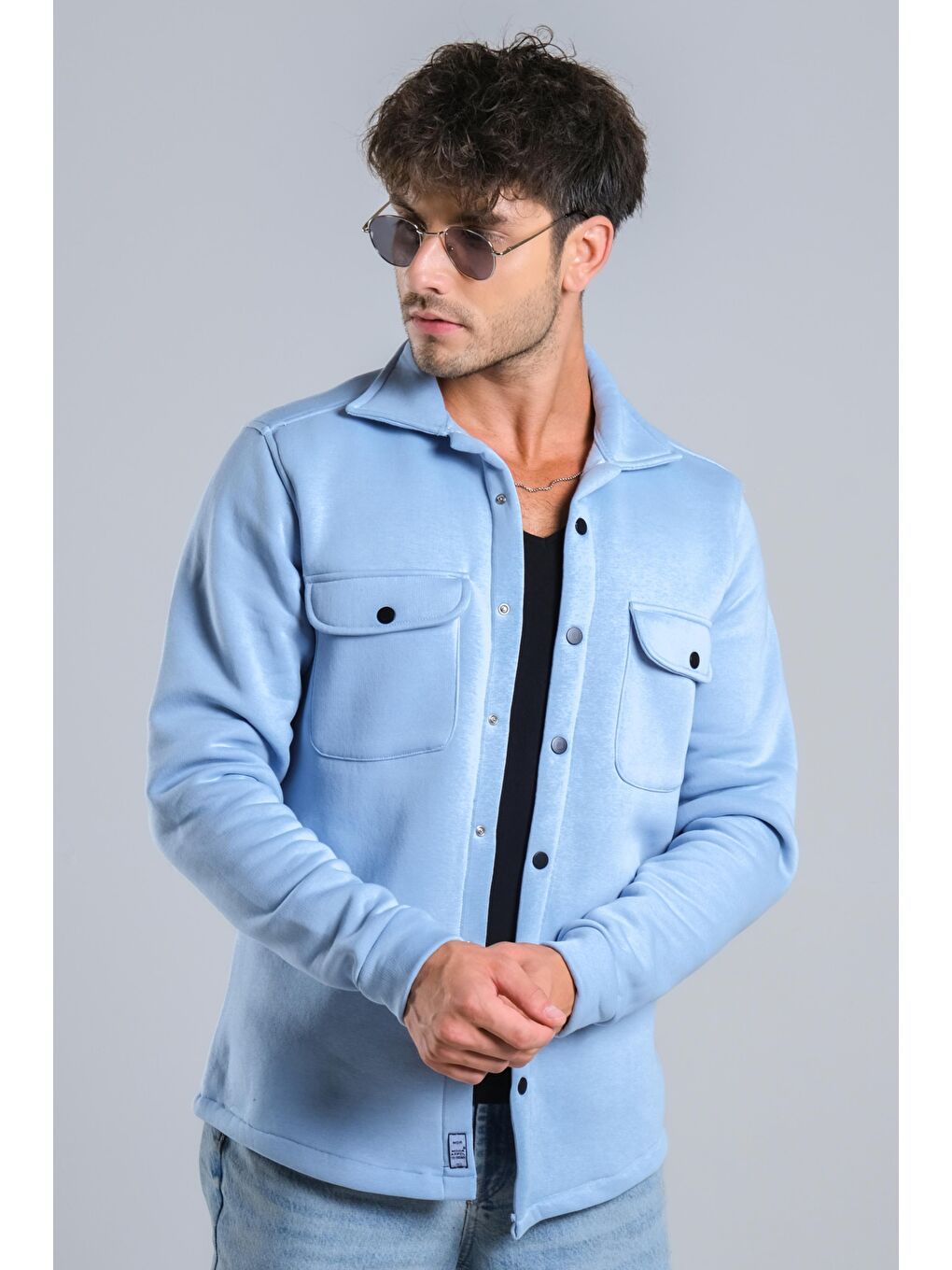 Mavi Kapaklı Kışlık Polar Gömlek MAR 4216-2