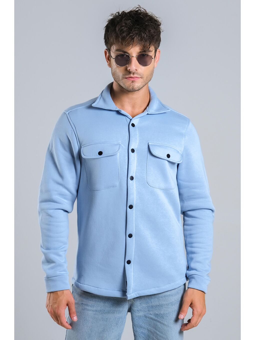 Mavi Kapaklı Kışlık Polar Gömlek MAR 4216-3