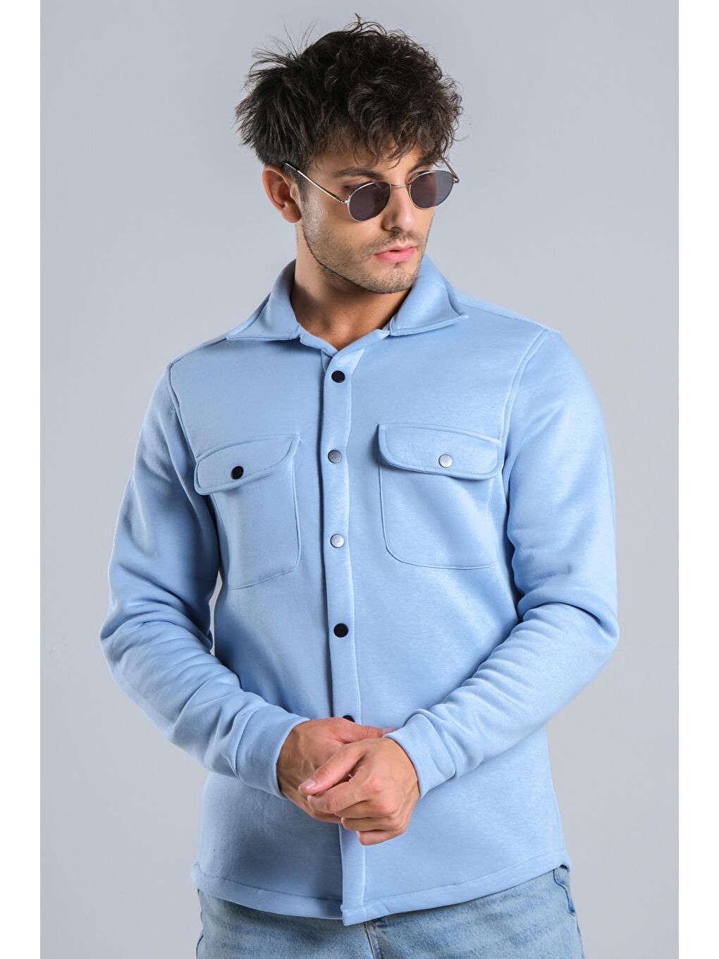 Mavi Kapaklı Kışlık Polar Gömlek MAR 4216-4