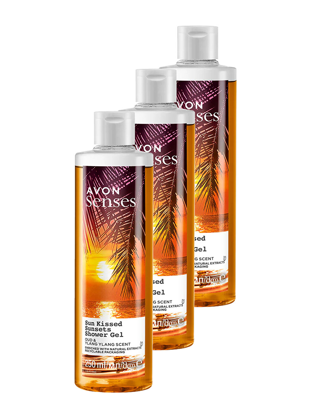 AVON Renksiz Senses Sun Kissed Sunsets Duş Jeli 250 Ml. Üçlü Set