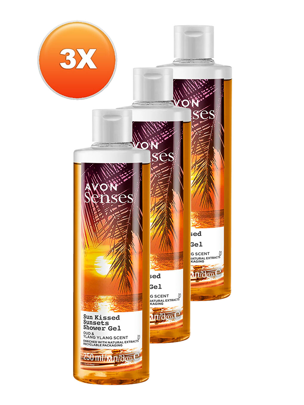 AVON Renksiz Senses Sun Kissed Sunsets Duş Jeli 250 Ml. Üçlü Set - 1