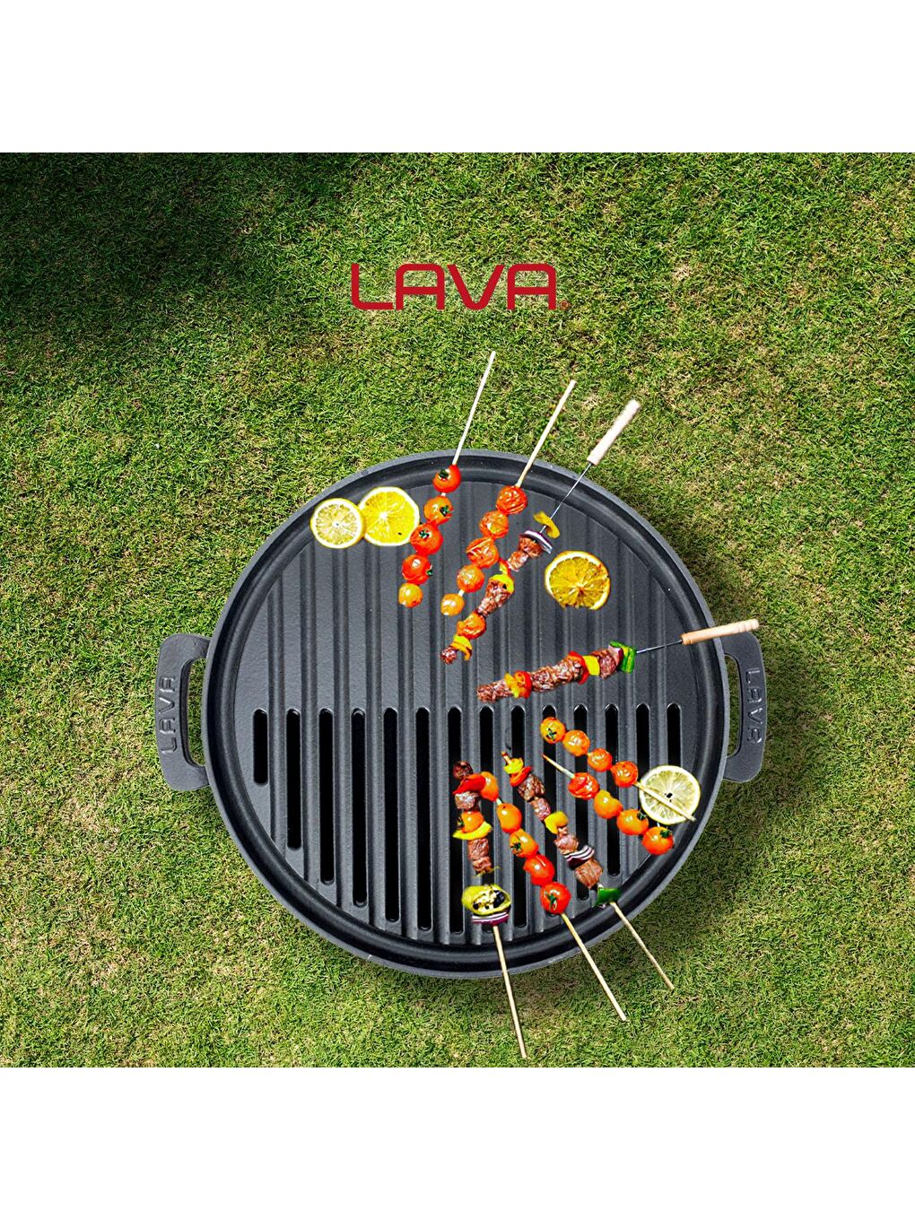 Siyah Yuvarlak Mangal Izgara Set Döküm Demir Yekpare Çift Kulplu Çap (Ø)36cm.-7