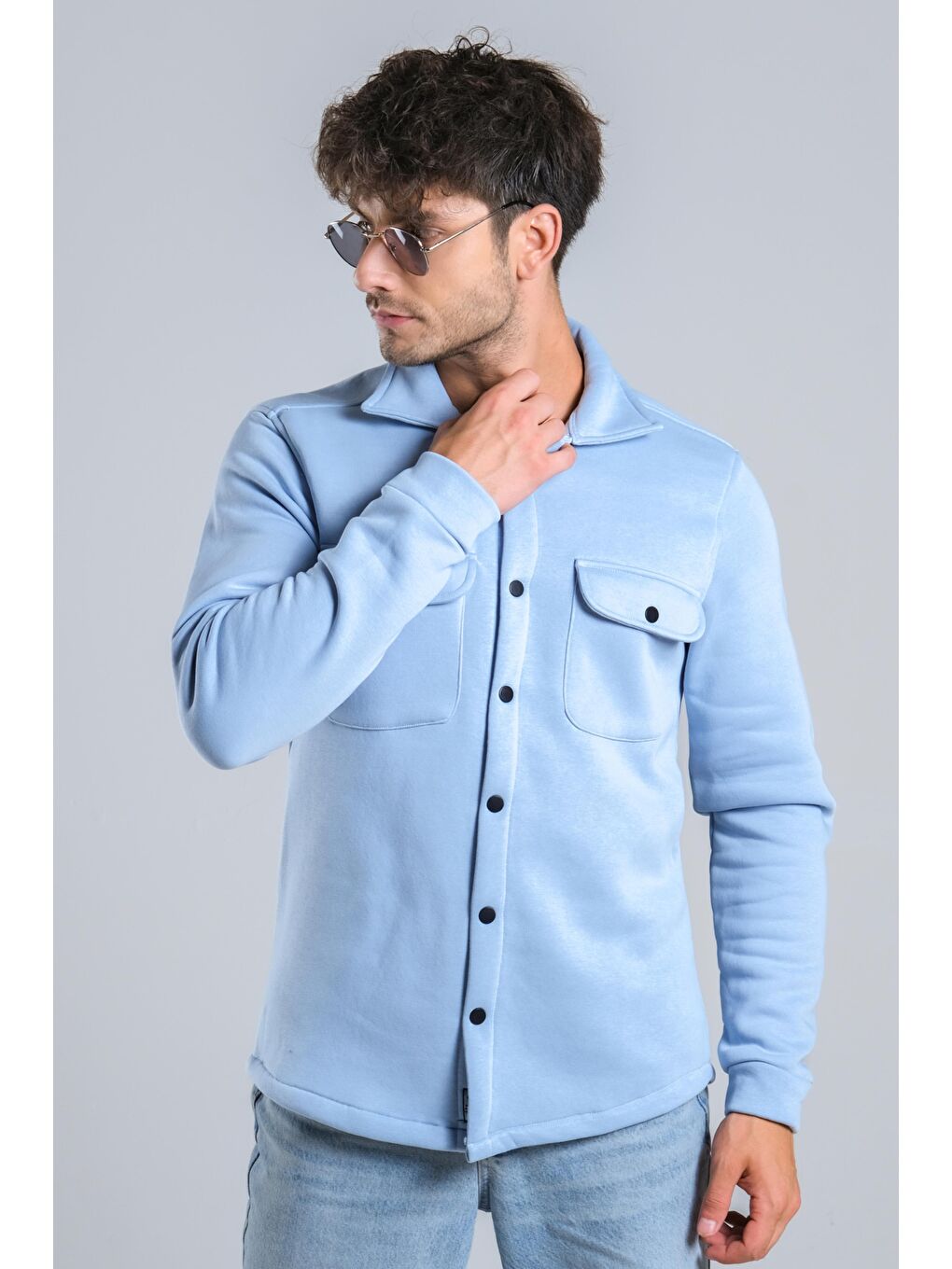 Mavi Kapaklı Kışlık Polar Gömlek MAR 4216-5