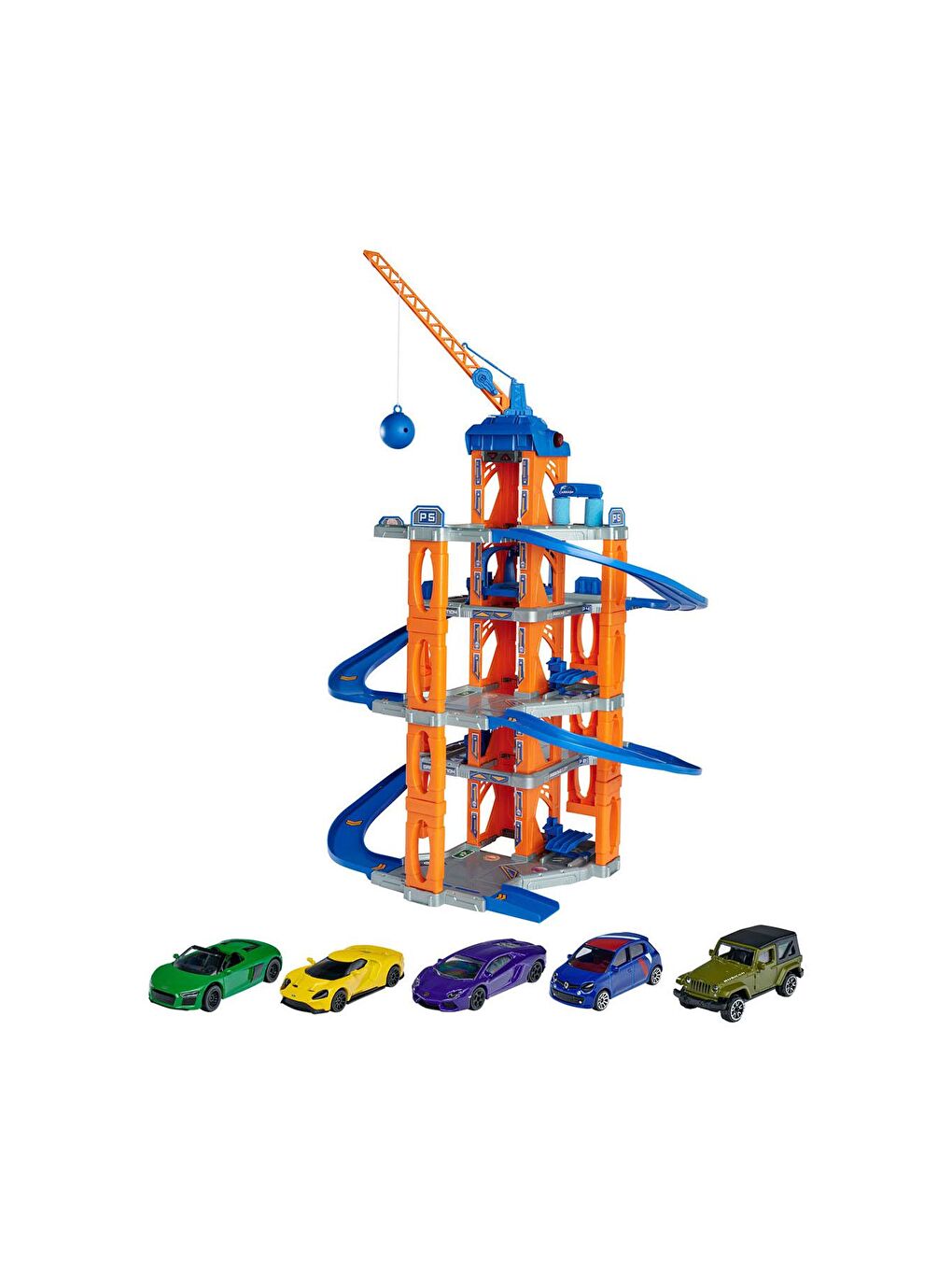 Majorette Motor Lift Center + 5 Cars